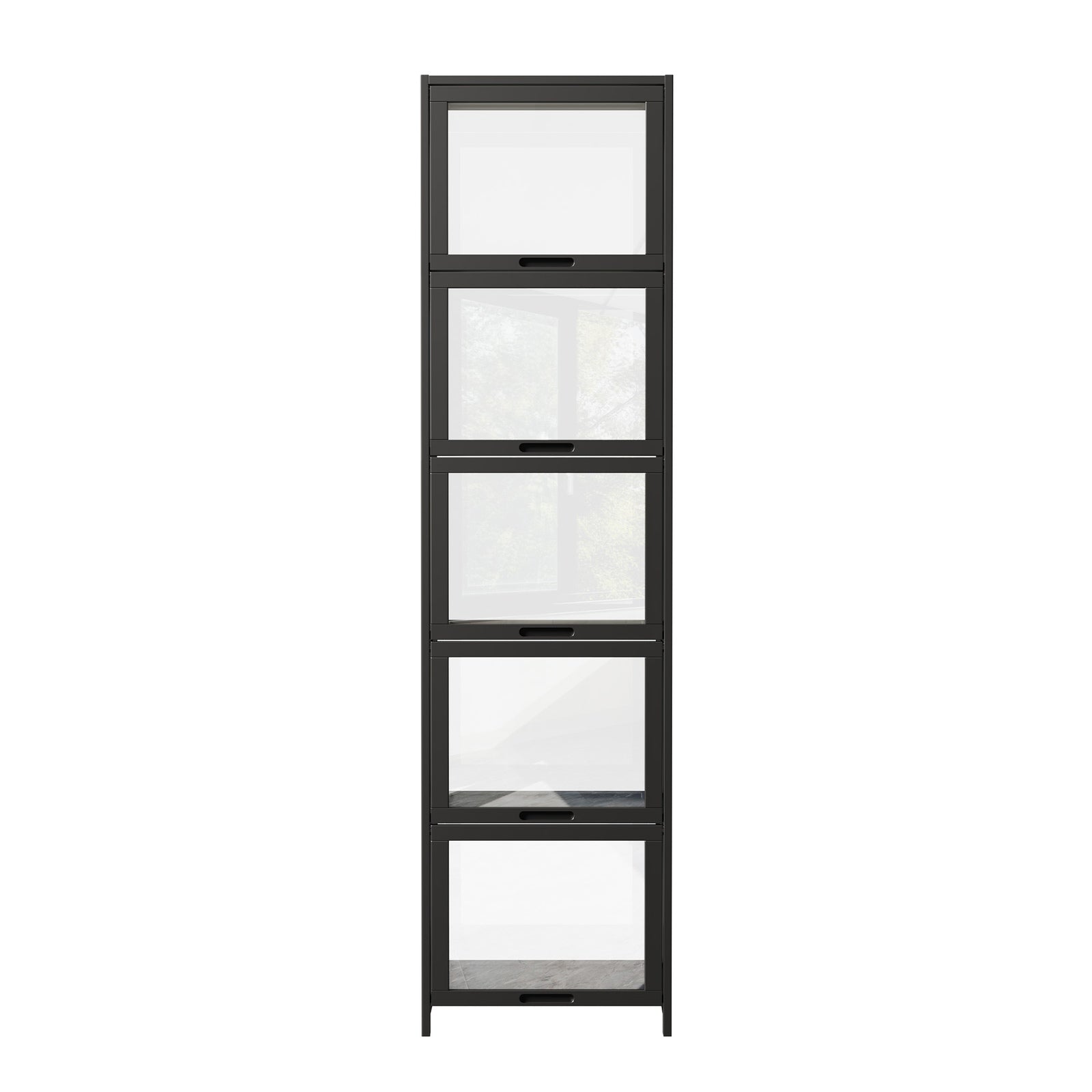 Oikiture Display Cabinet Storage 5-Tier Shelves Bookcase Clear Stand Rack Black