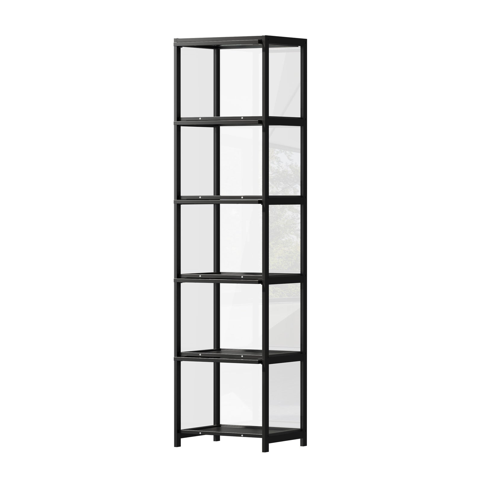 Oikiture Display Cabinet Storage 5-Tier Shelves Bookcase Clear Stand Rack
