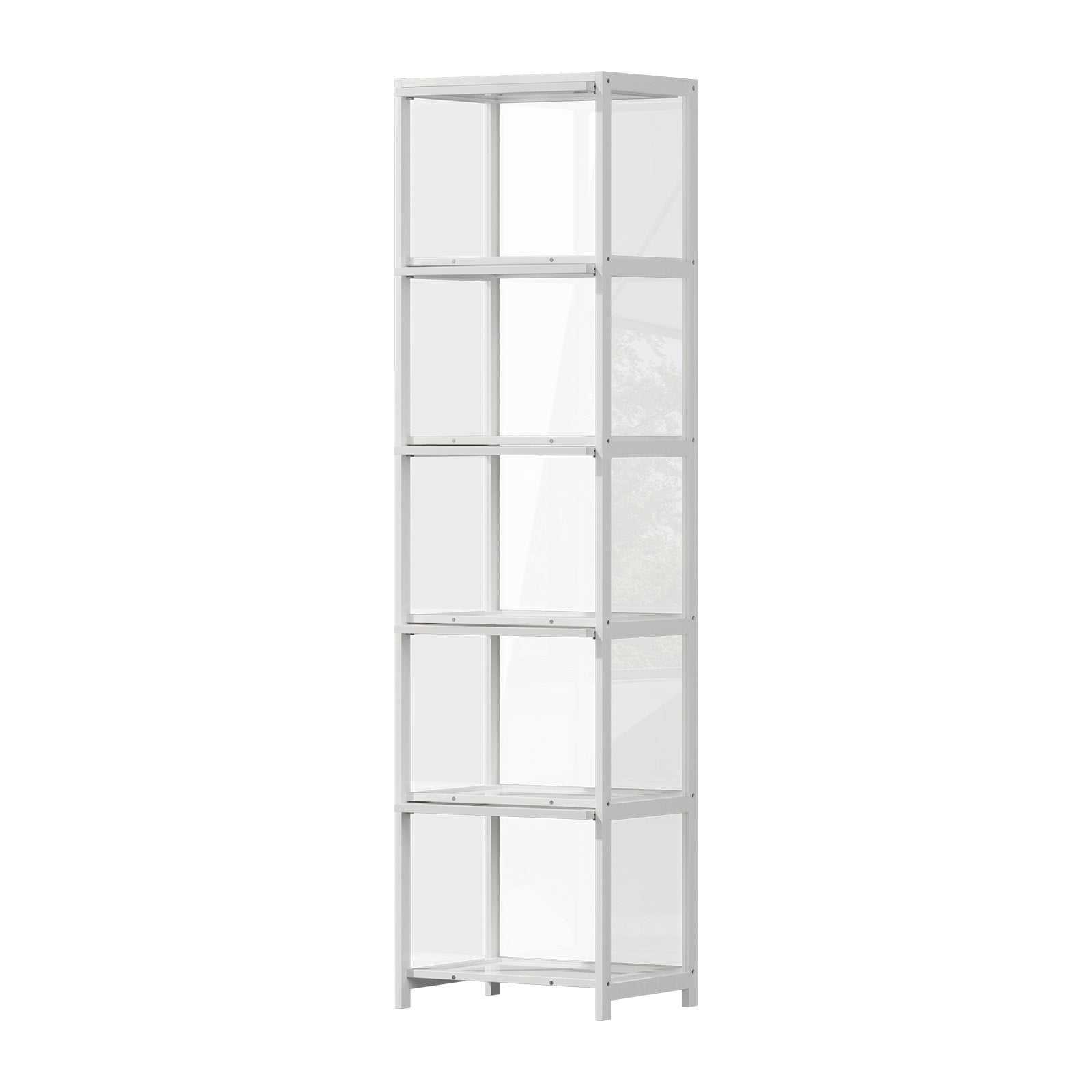 Oikiture Display Cabinet Storage 5-Tier Shelves Bookcase Clear Stand Rack