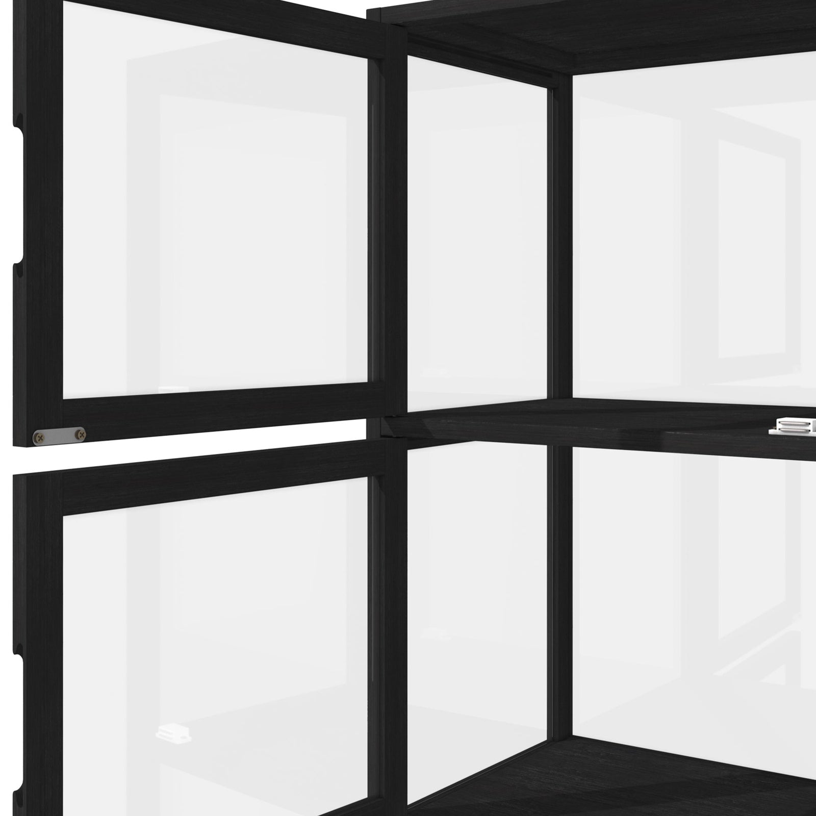 Oikiture Display Cabinet 5-Tier Slim Storage Shelves Clear Bookcase Rack Black - Sunyee