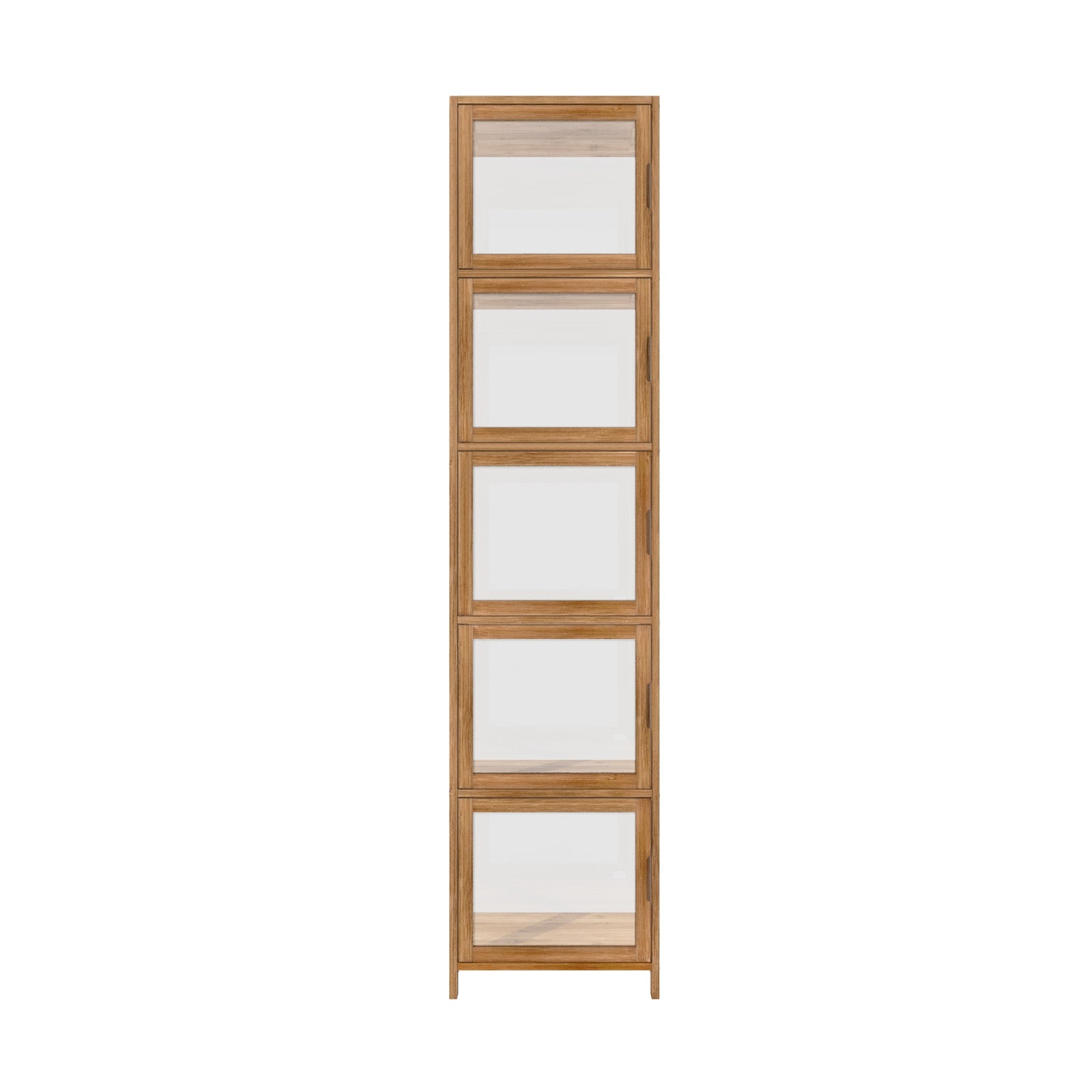 Oikiture Display Cabinet 5-Tier Slim Storage Shelves Clear Bookcase Rack Brown - Sunyee