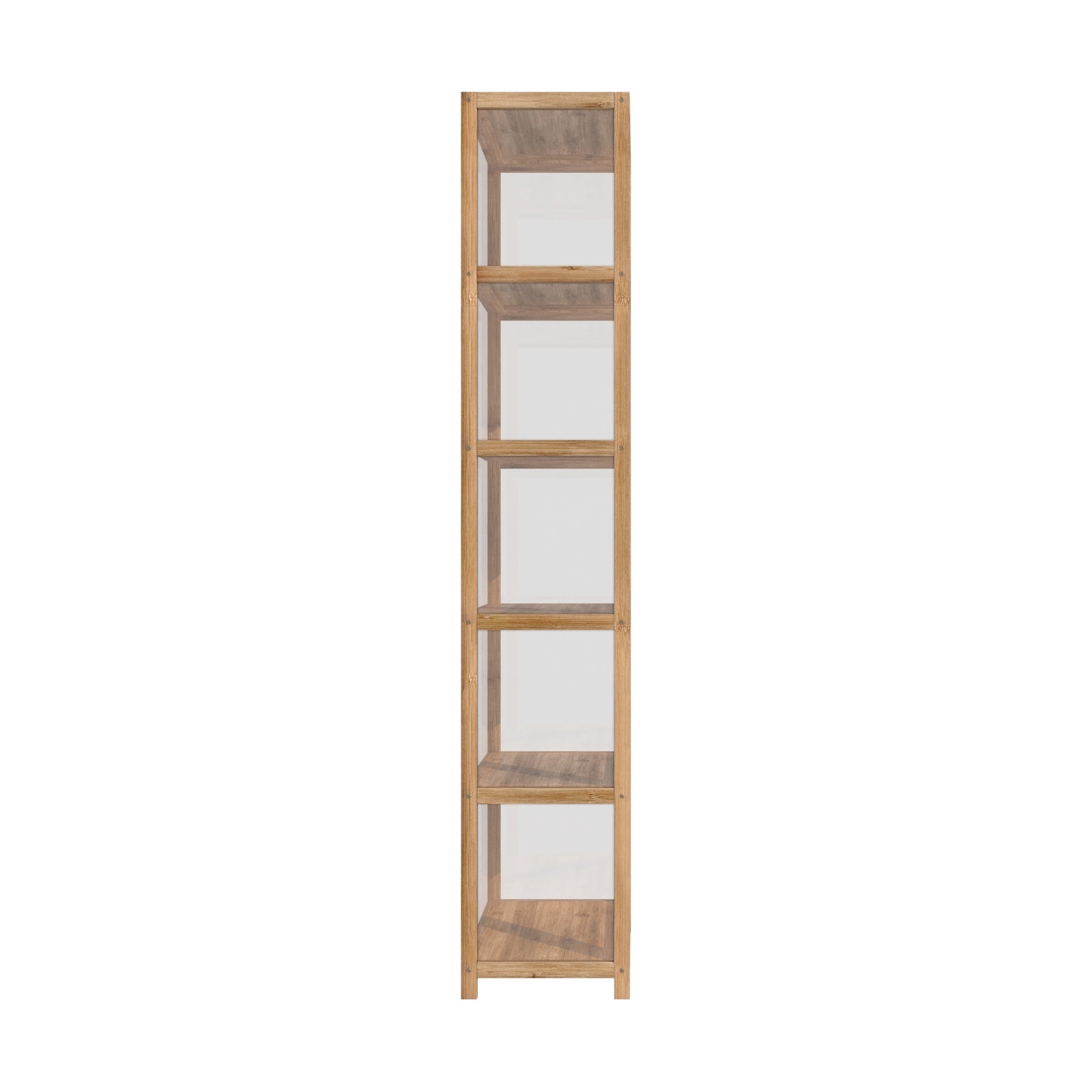 Oikiture Display Cabinet 5-Tier Slim Storage Shelves Clear Bookcase Rack Brown - Sunyee