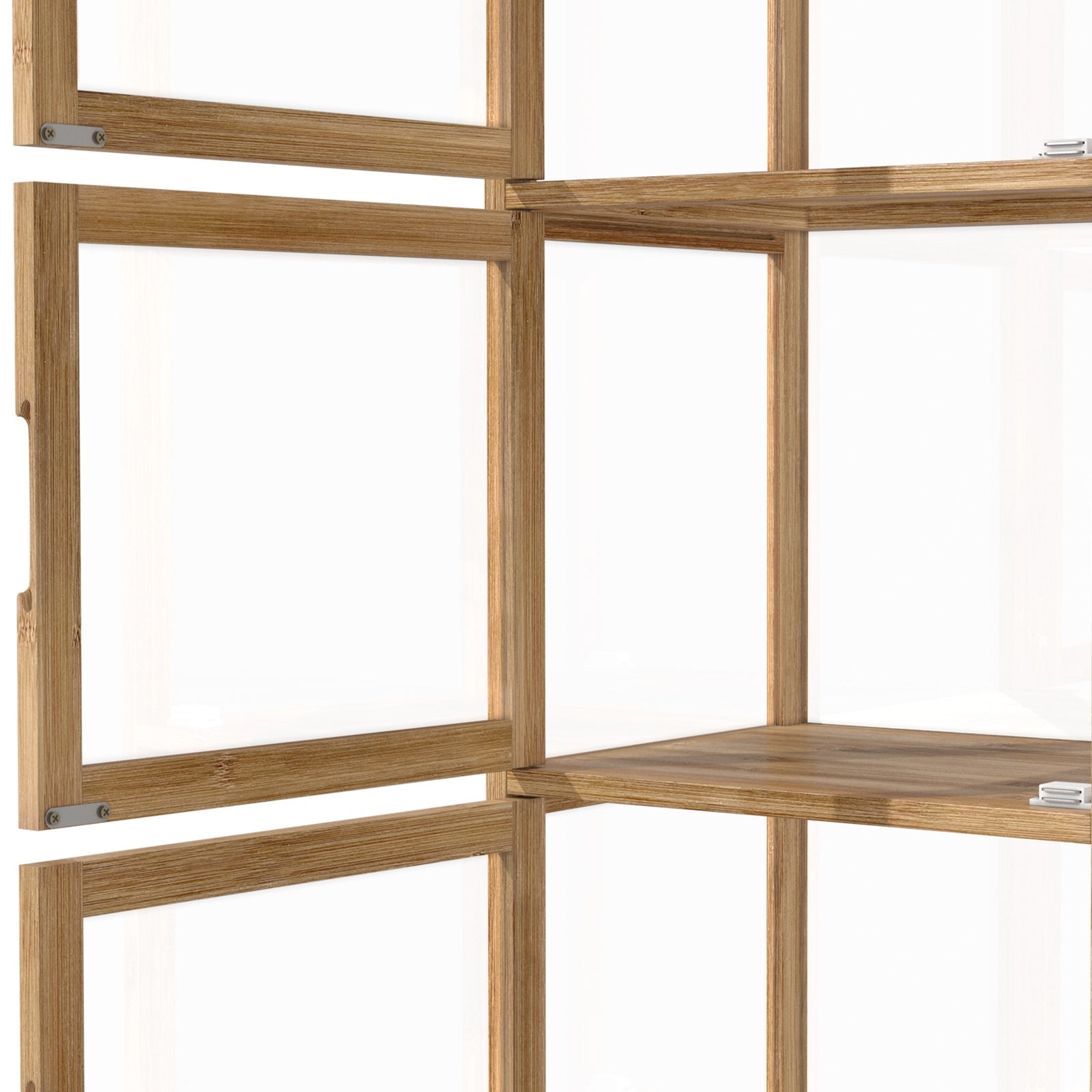 Oikiture Display Cabinet 5-Tier Slim Storage Shelves Clear Bookcase Rack Brown - Sunyee
