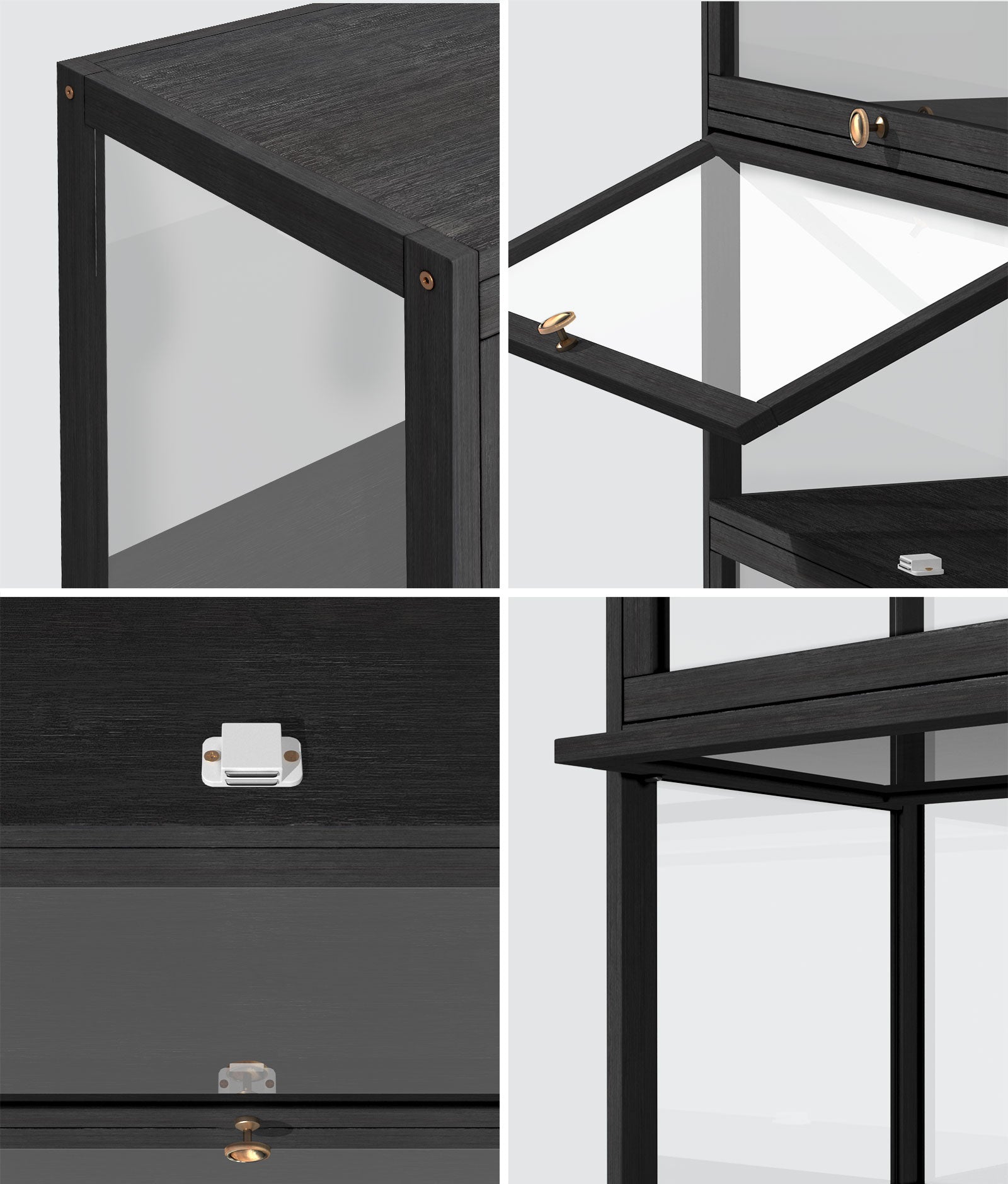 Oikiture Display Cabinet Storage 5-Tier Shelves Clear Bookcase Stand Rack Black - Sunyee