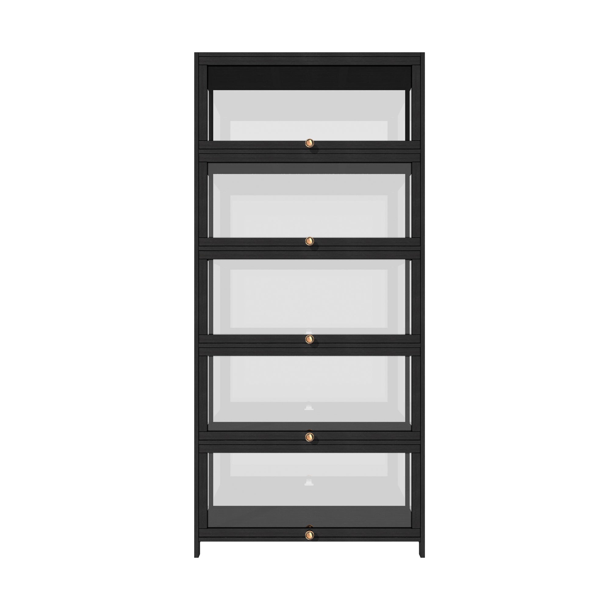 Oikiture Display Cabinet Storage 5-Tier Shelves Clear Bookcase Stand Rack Black - Sunyee