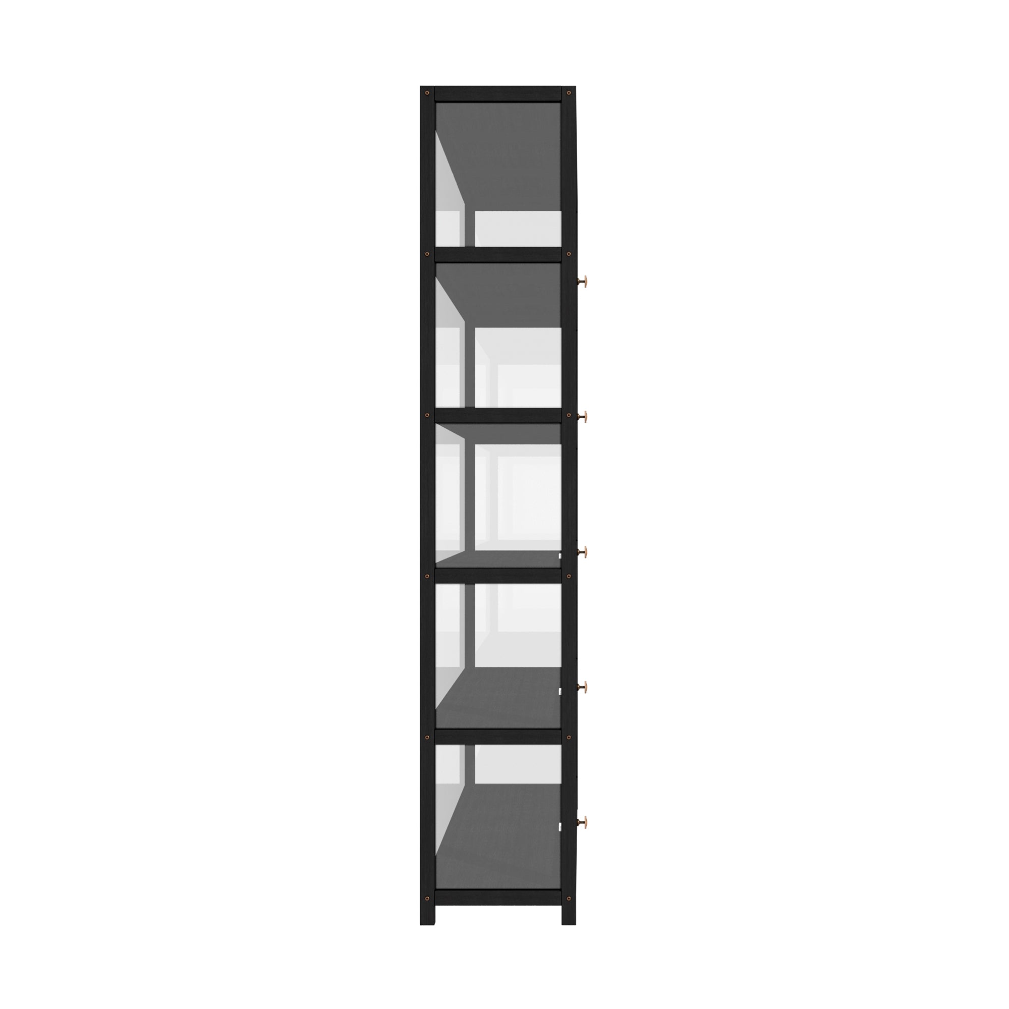 Oikiture Display Cabinet Storage 5-Tier Shelves Clear Bookcase Stand Rack Black - Sunyee