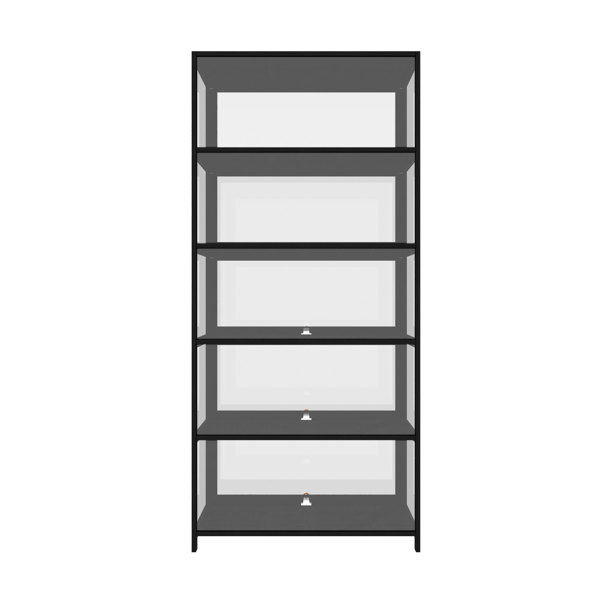 Oikiture Display Cabinet Storage 5-Tier Shelves Clear Bookcase Stand Rack Black - Sunyee