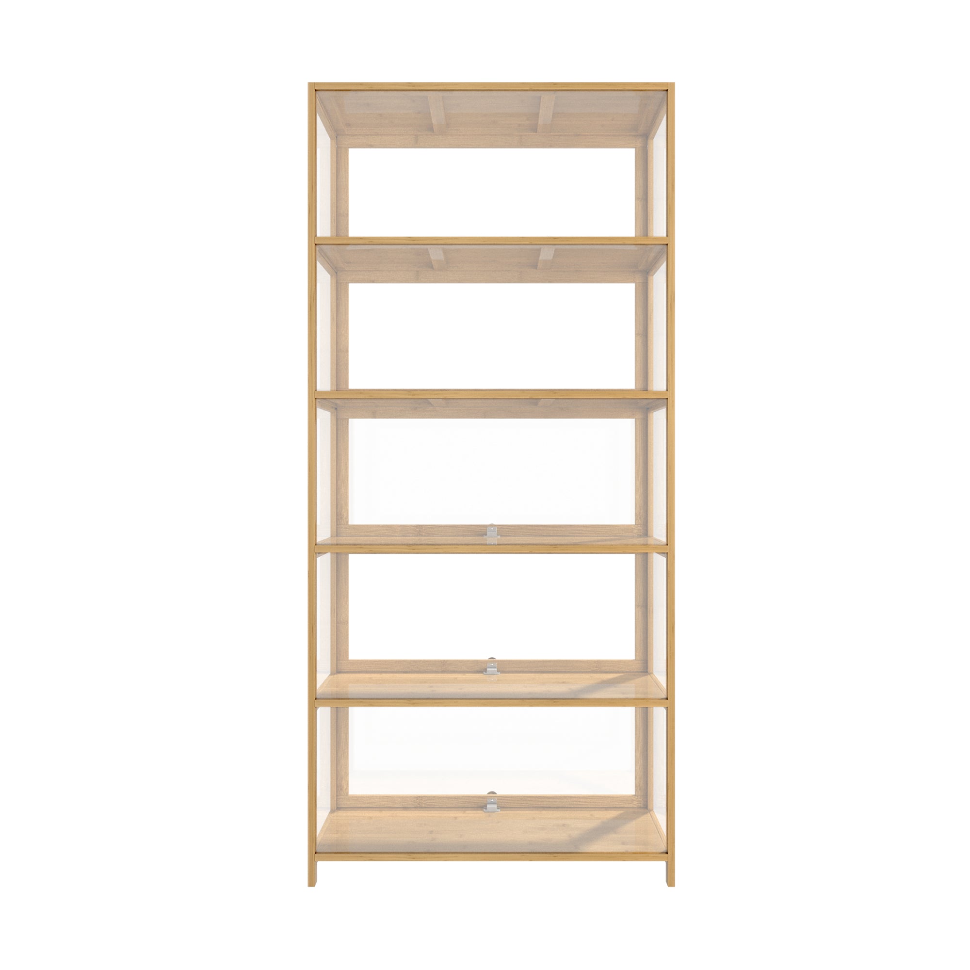 OIKITURE 5 Tier Display Storage Cabinet with Magnetic Closure Door,Hallway Shelves Cabinet for Living Room Dining Room - Sunyee