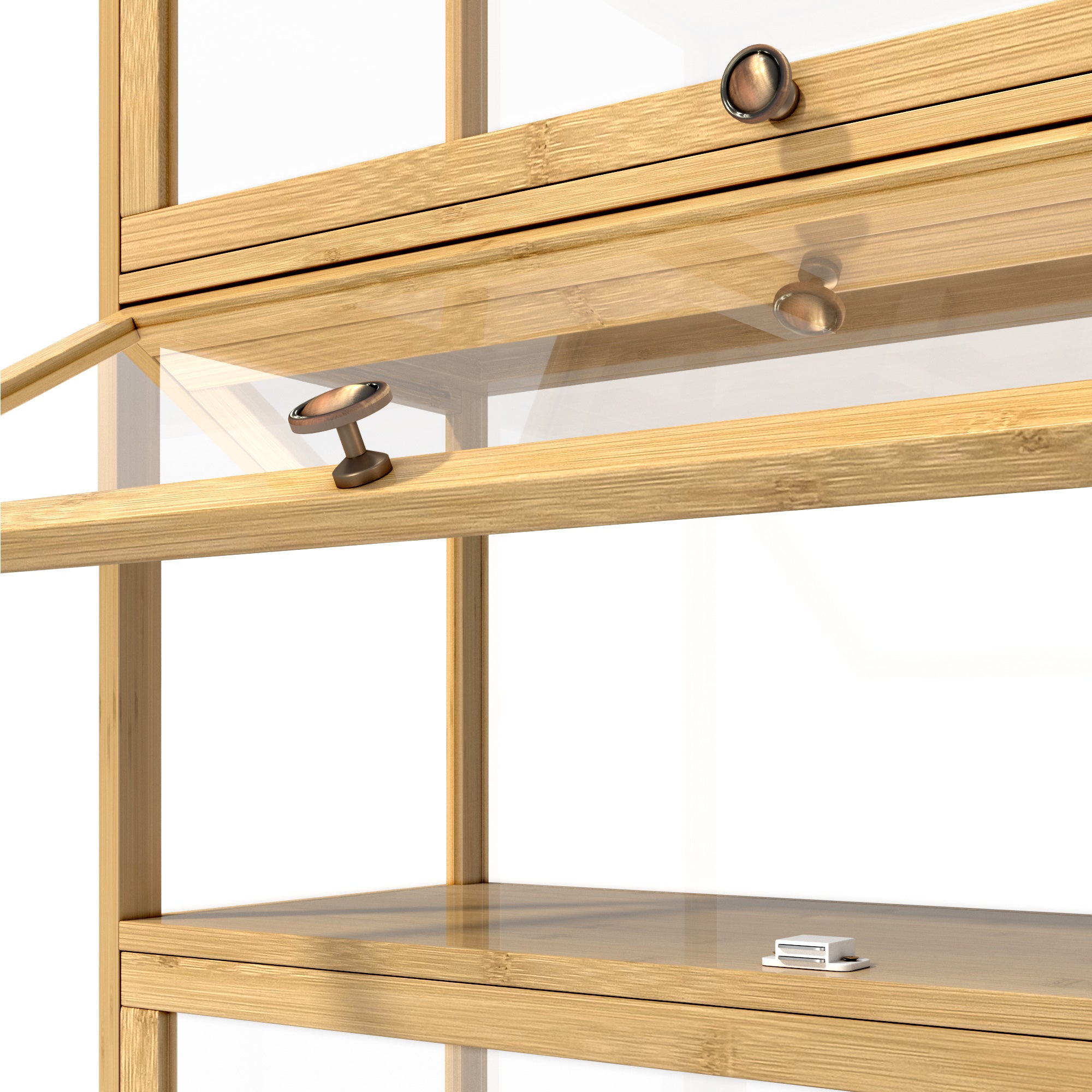 OIKITURE 5 Tier Display Storage Cabinet with Magnetic Closure Door,Hallway Shelves Cabinet for Living Room Dining Room - Sunyee