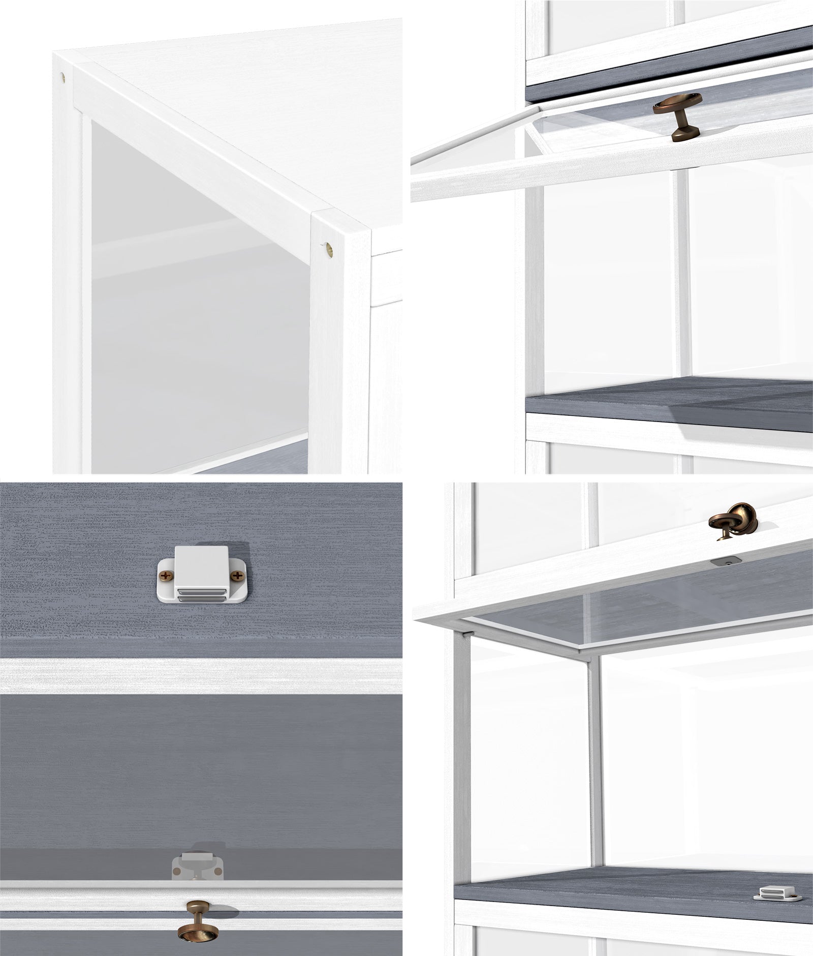 OIKITURE 5 Tier Display Storage Cabinet with Magnetic Closure Clear Door,Hallway Shelves Cabinet for Living Room Dining - Sunyee