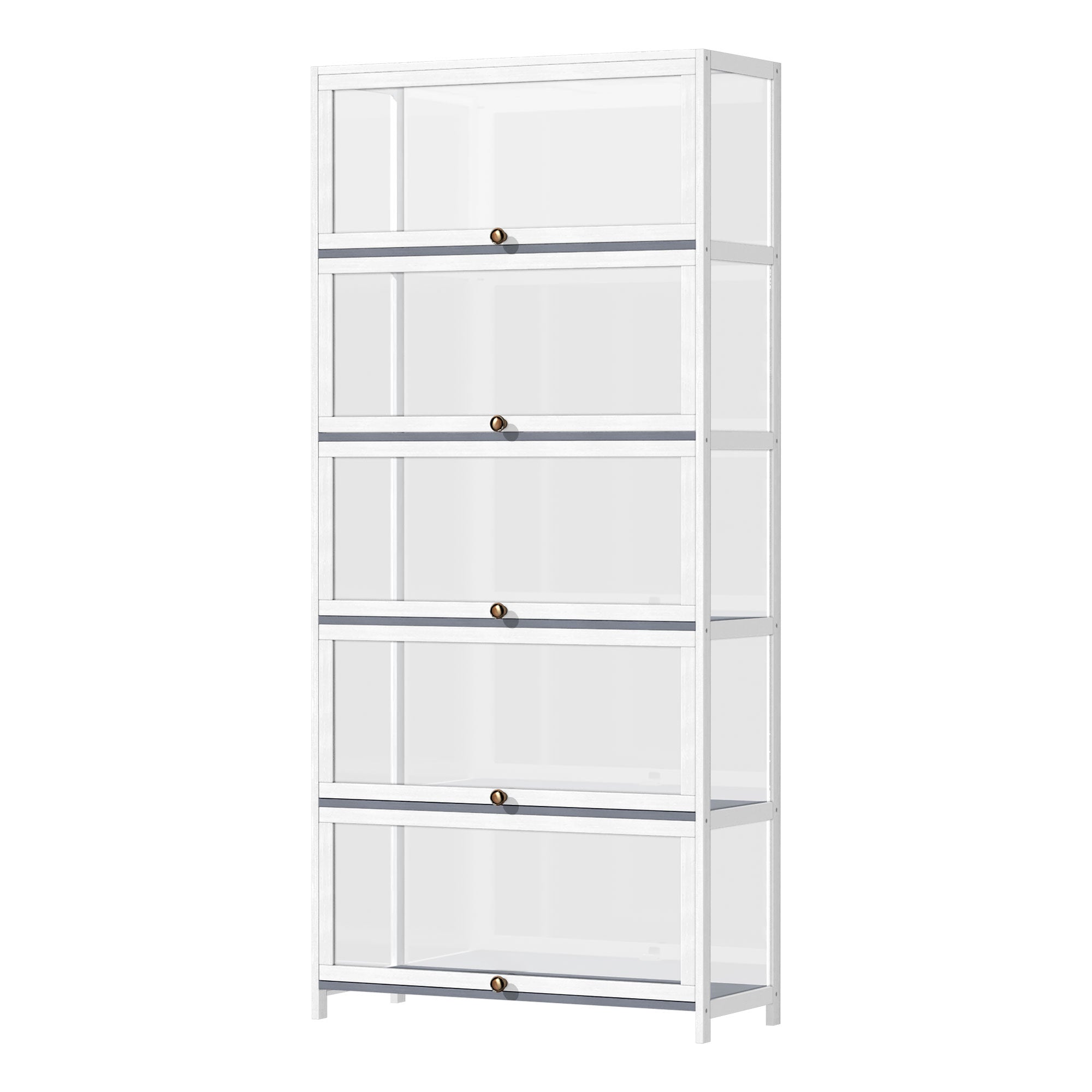 OIKITURE 5 Tier Display Storage Cabinet with Magnetic Closure Clear Door,Hallway Shelves Cabinet for Living Room Dining - Sunyee