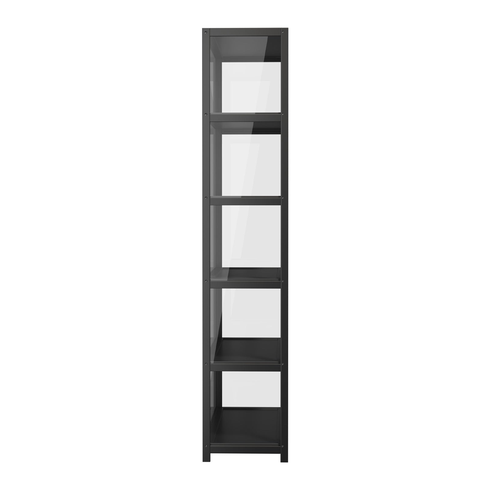 Oikiture Display Cabinet Storage 5-Tier Shelves Tall Clear Bookcase Rack Black