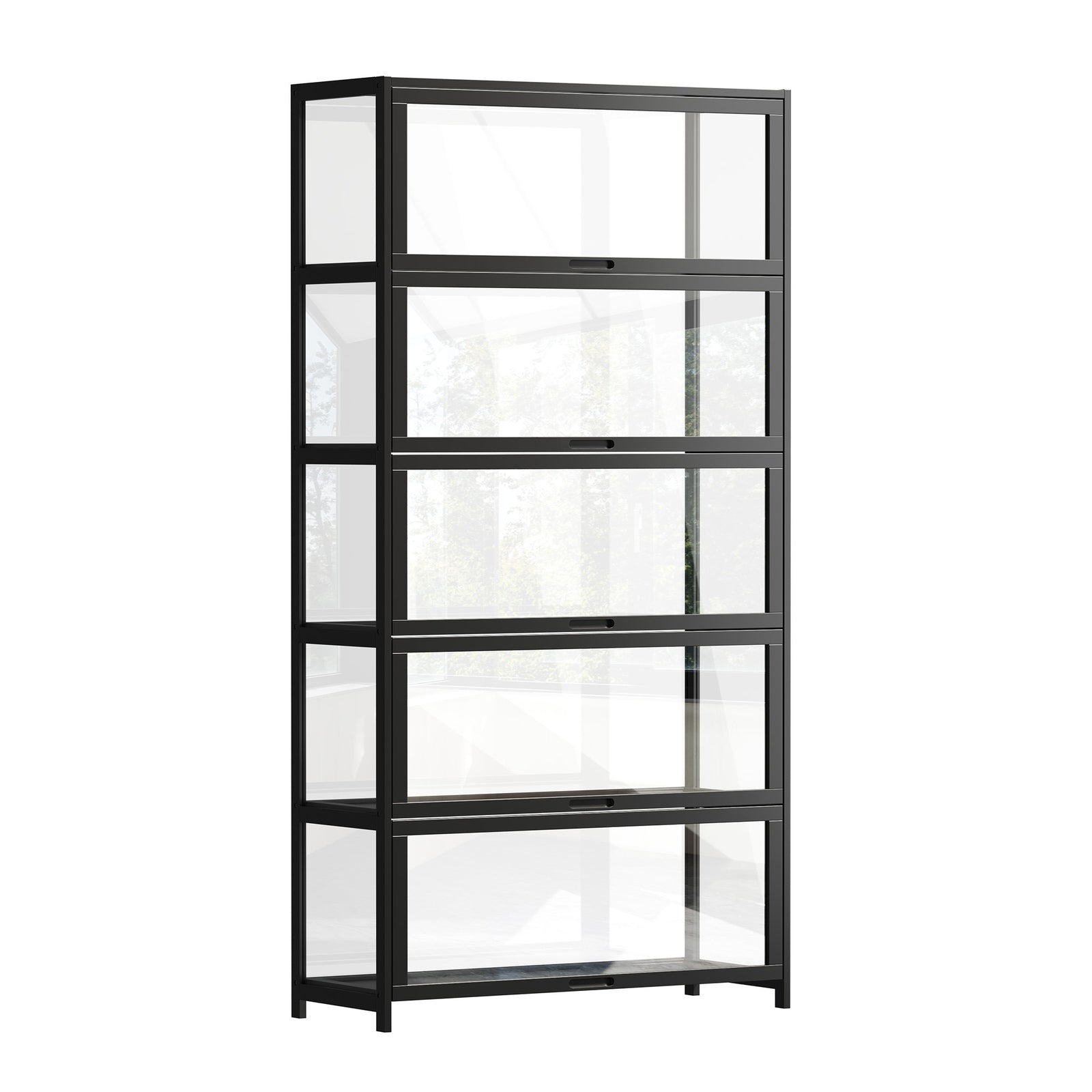 Oikiture Display Cabinet Storage 5-Tier Shelves Tall Clear Bookcase Rack