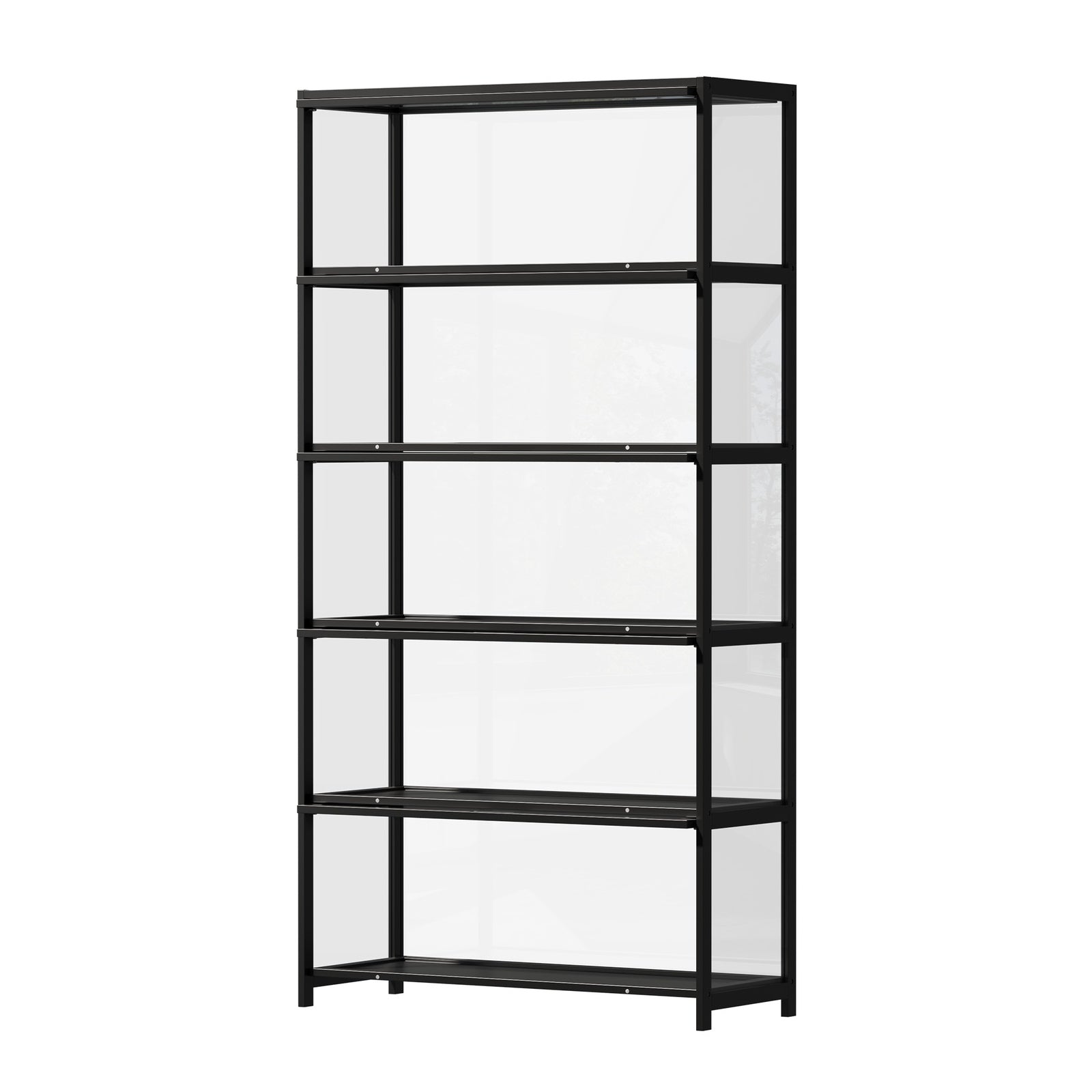 Oikiture Display Cabinet Storage 5-Tier Shelves Tall Clear Bookcase Rack