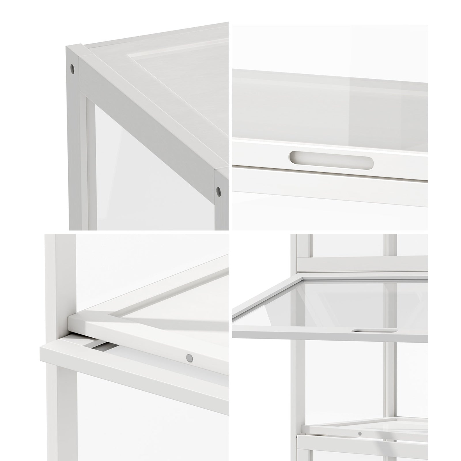 Oikiture Display Cabinet Storage 5-Tier Shelves Tall Clear Bookcase Rack White