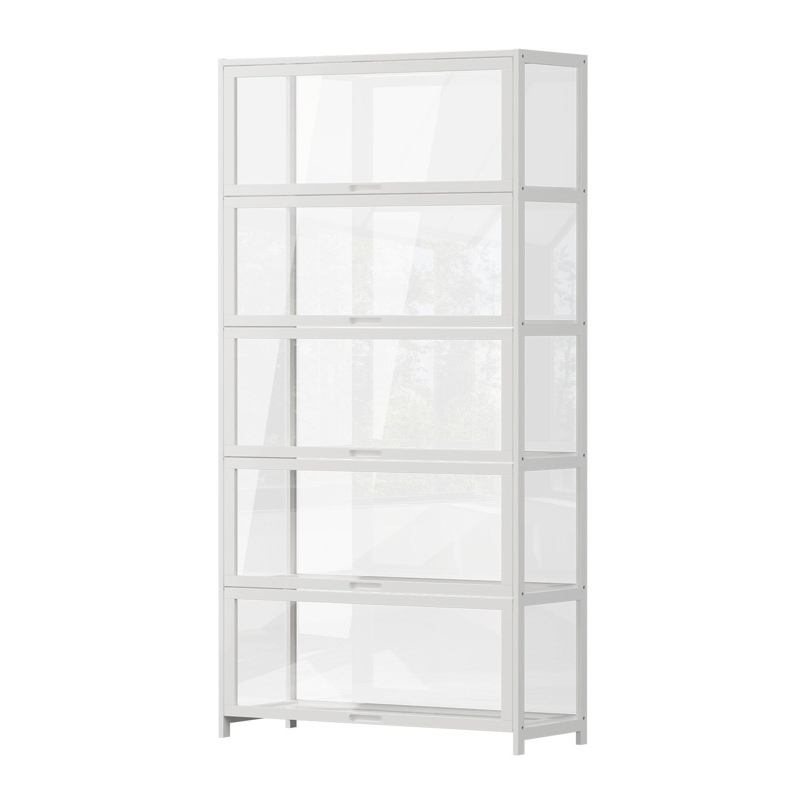 Oikiture Display Cabinet Storage 5-Tier Shelves Tall Clear Bookcase Rack