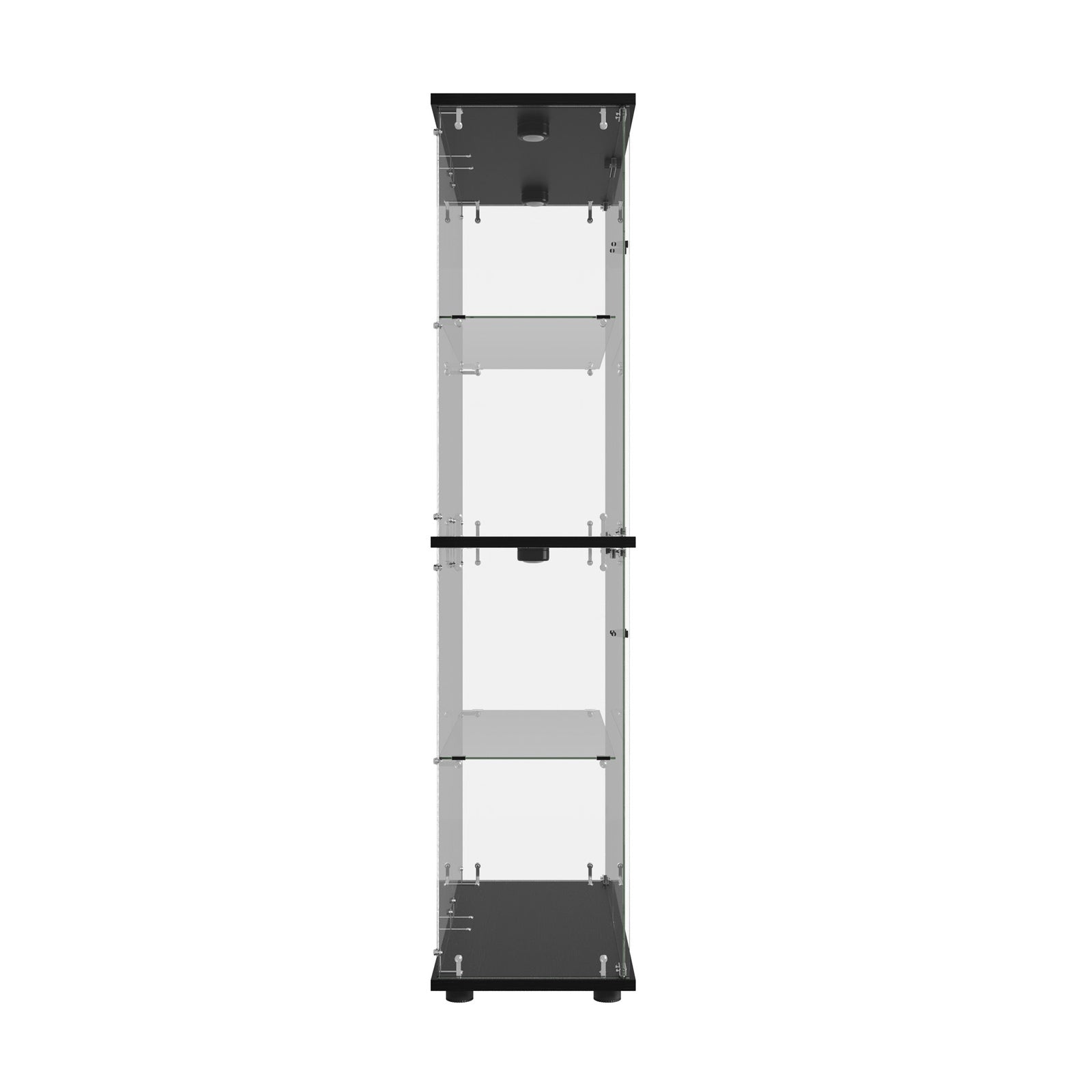 Oikiture Glass Display Cabinet 4-Tier LED Light Bookcase With 2 Doors Black