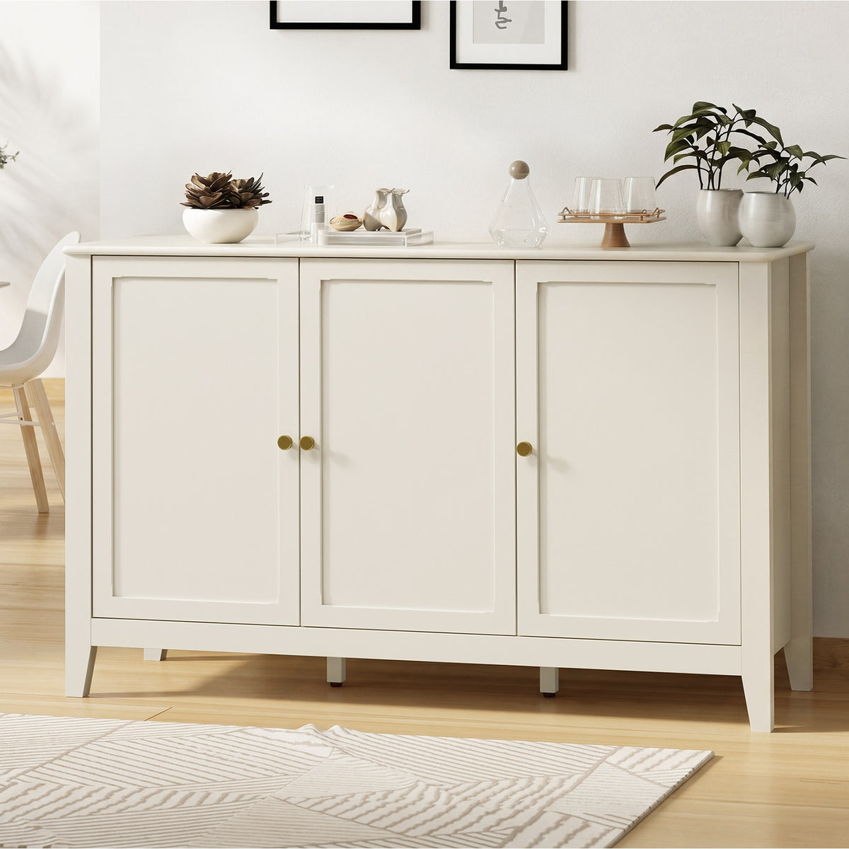 Oikiture 3 Door Buffet Sideboard Storage Cabinet Cupboard Hallway Table 120cm