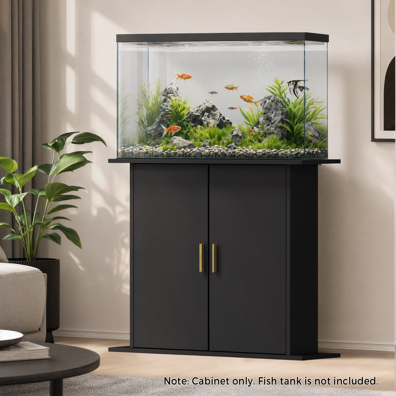 Oikiture Fish Tank Stand Aquarium Cabinet Buffet Sideboard Storage Cabinet Black