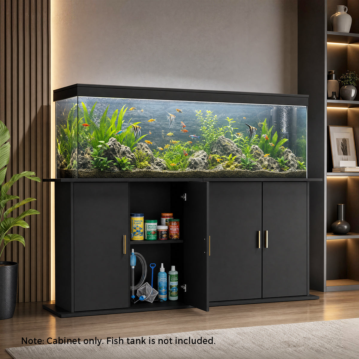 Oikiture Fish Tank Stand Aquarium Cabinet Buffet Sideboard Storage Cabinet Black