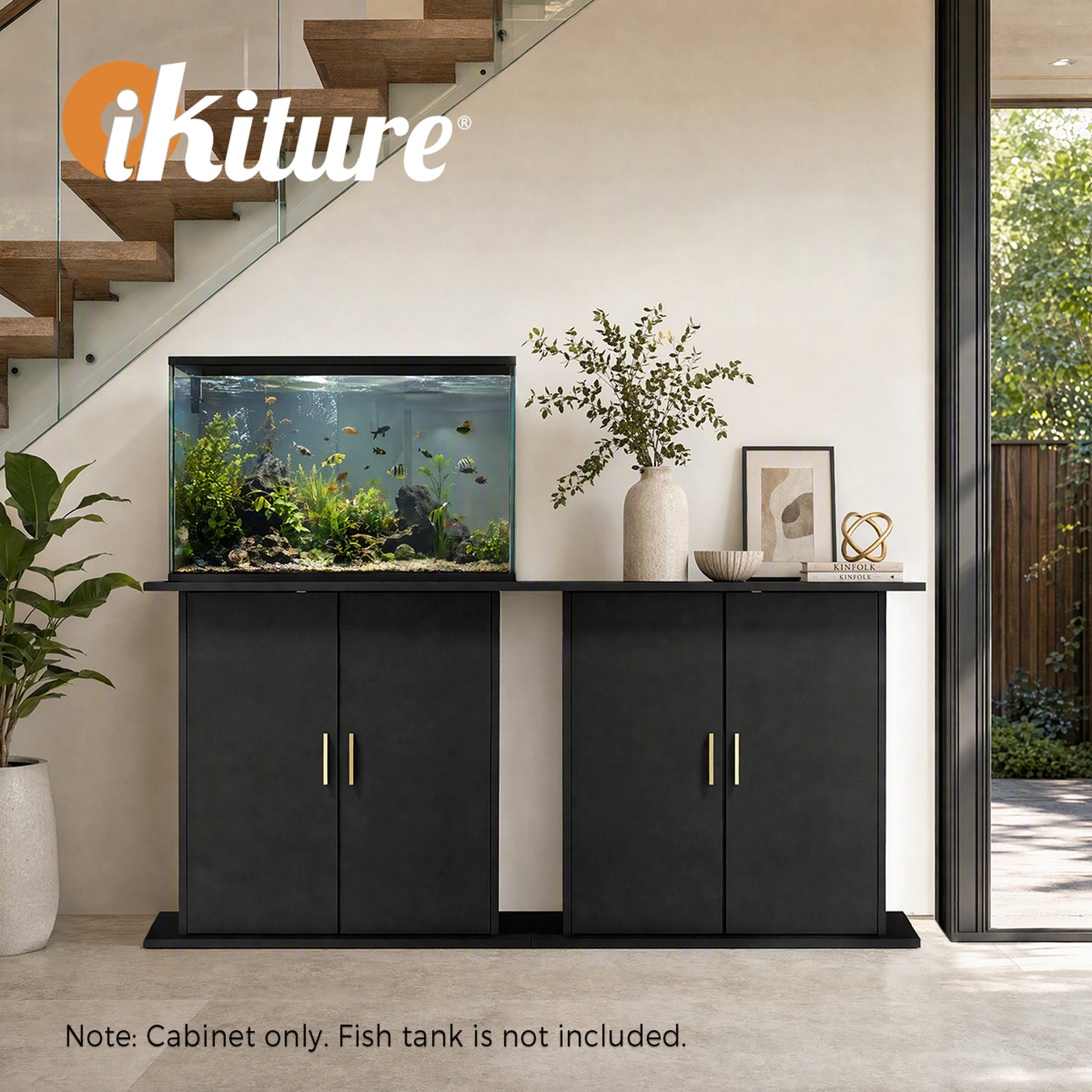 Oikiture 2PCS Fish Tank Stand Aquarium Cabinet Buffet Sideboard Storage Cabinet