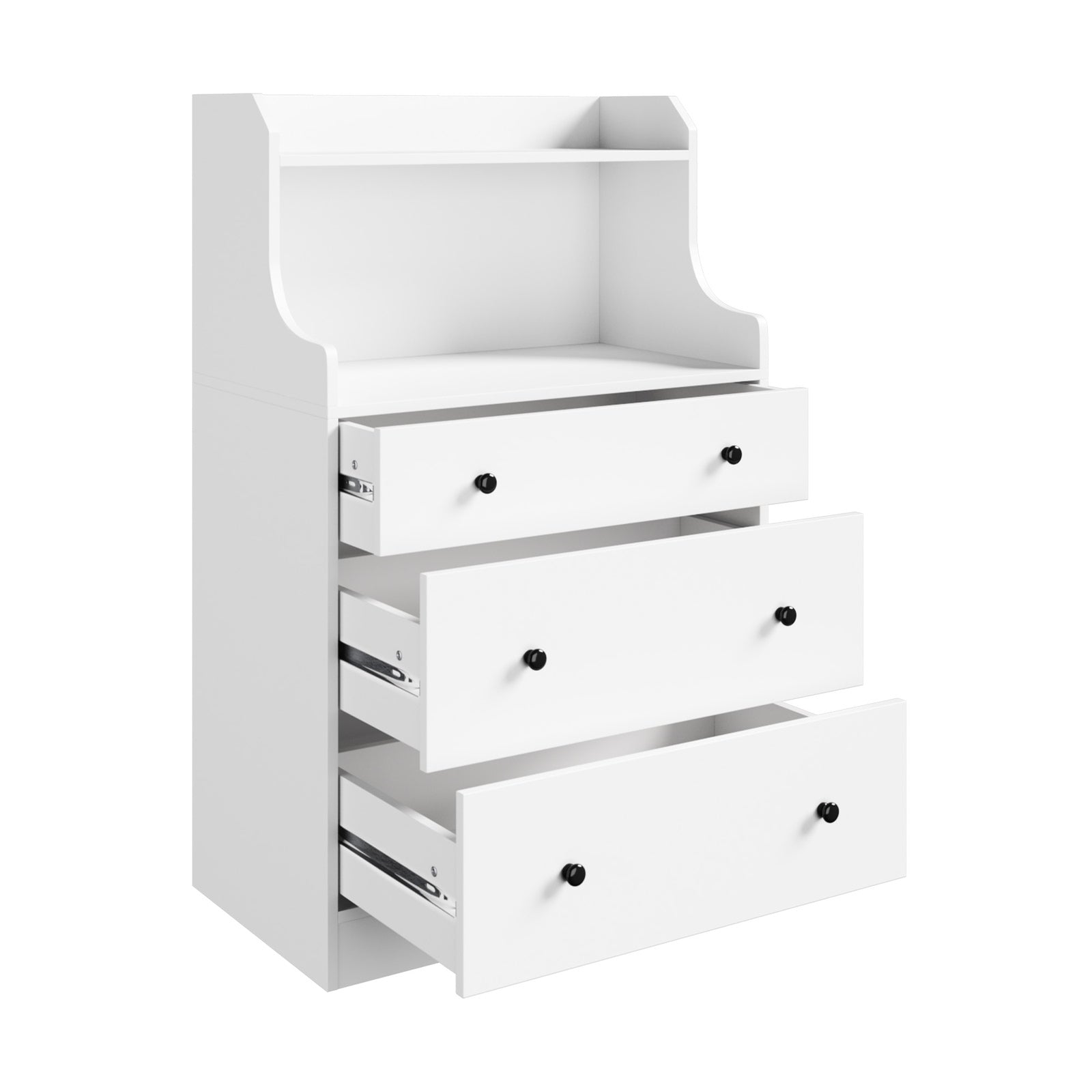 Oikiture Sideboard Buffet Cupboard 3 Chest of Drawers Storage Shelf Table White - Sunyee
