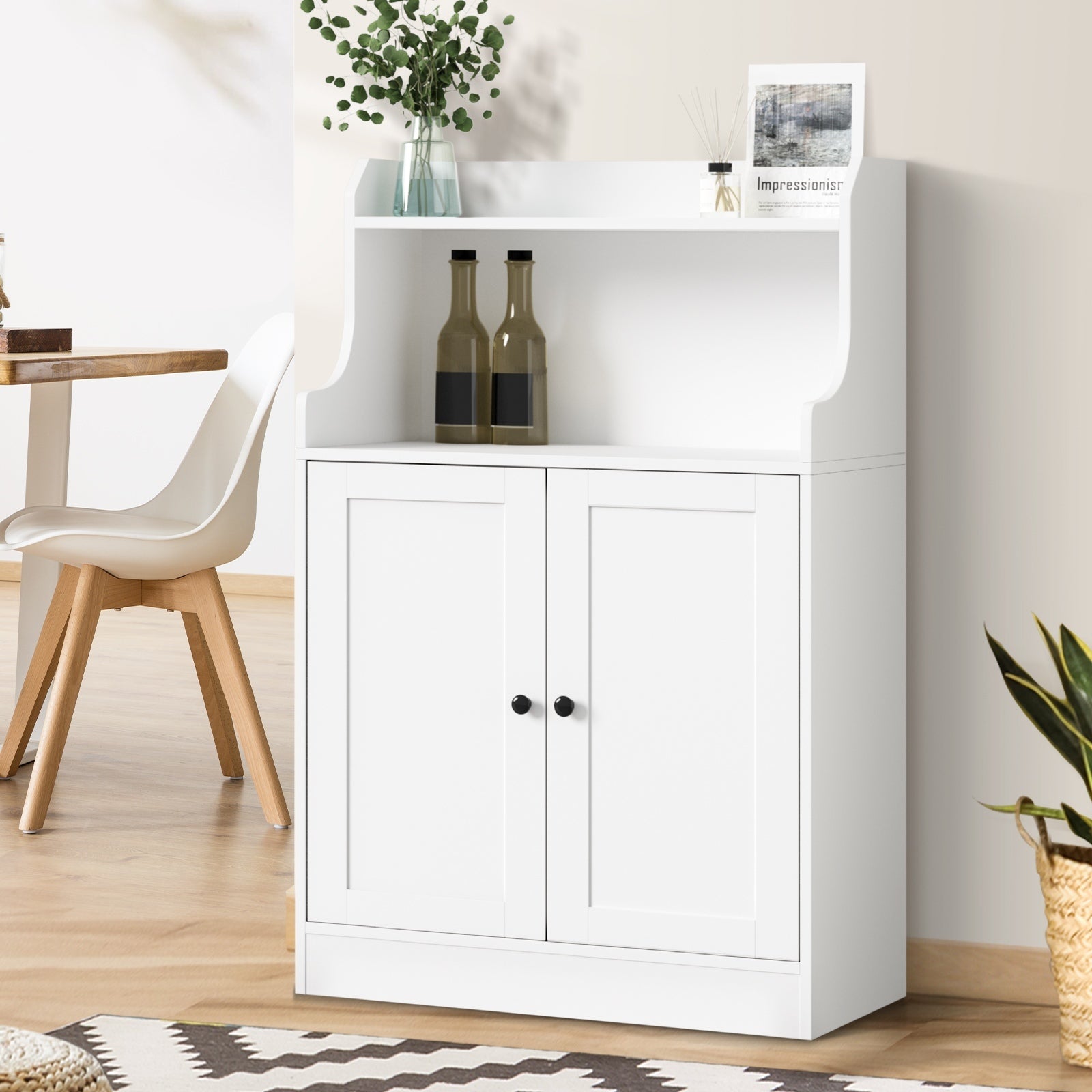 Oikiture Buffet Sideboard Cupboard Storage Cabinet 2 Doors Hallway Table White - Sunyee