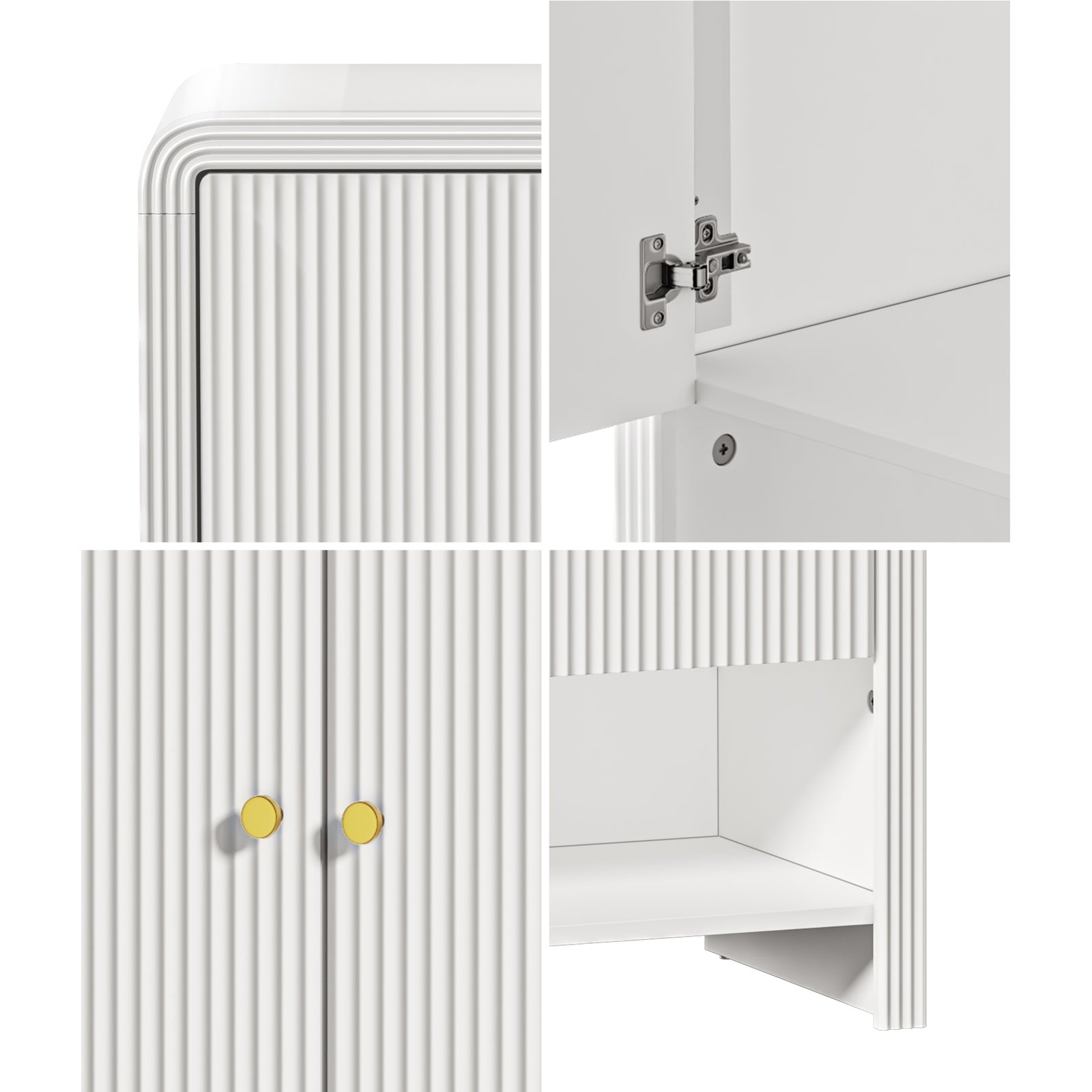 Oikiture Buffet Sideboard Storage Cabinet Kitchen Cupboard Hallway Table White - Sunyee