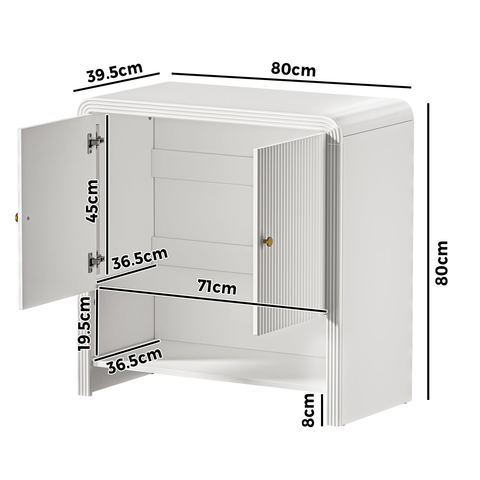 Oikiture Buffet Sideboard Storage Cabinet Kitchen Cupboard Hallway Table White - Sunyee