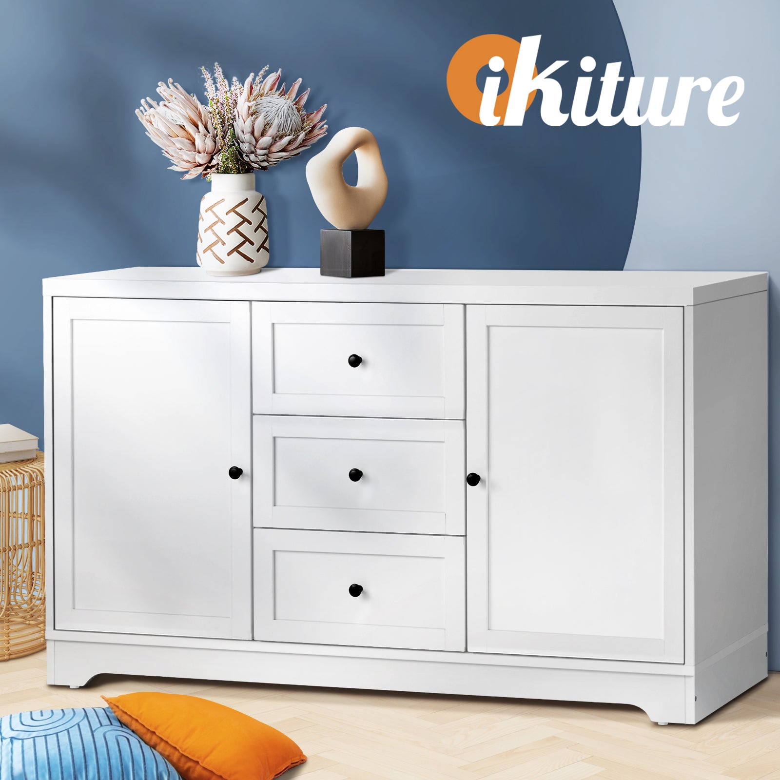 Oikiture Buffet Sideboard Cabinet Storage Cupboard Hallway Hamptons Furniture - Sunyee