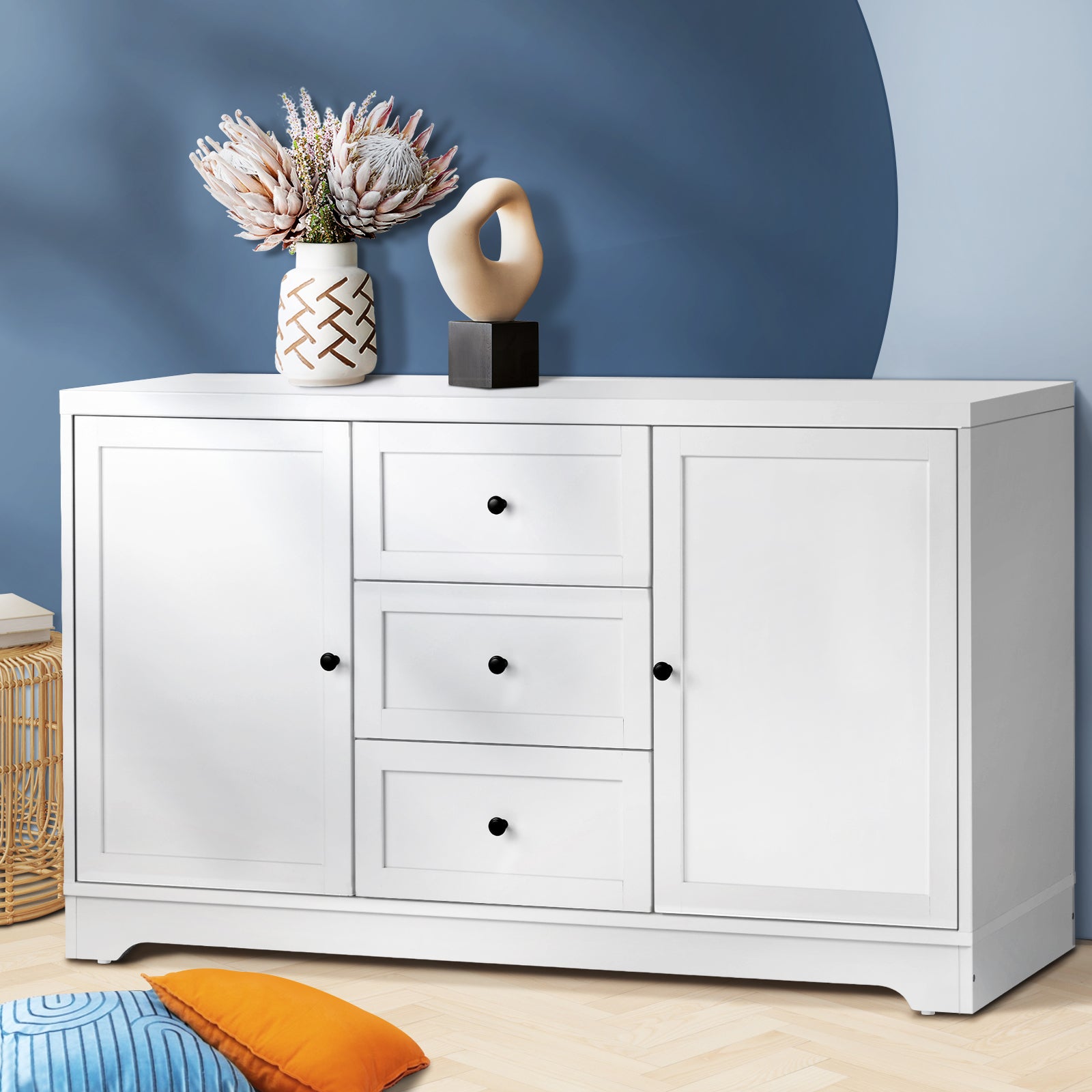 Oikiture Buffet Sideboard Cabinet Storage Cupboard Hallway Hamptons Furniture - Sunyee