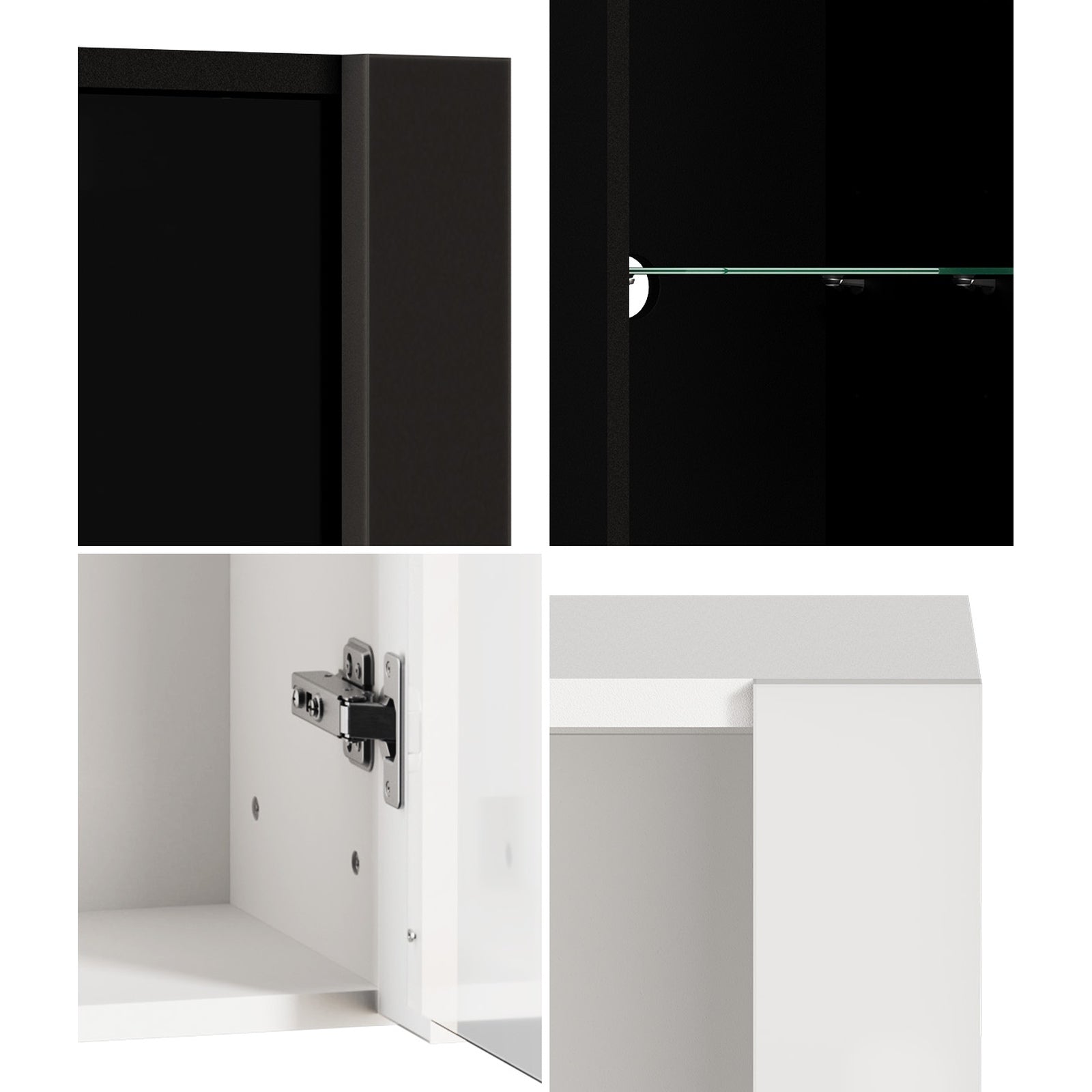 Oikiture Display Cabinet Sideboards Cupboard Wall Storage Unit LED Light 120cm