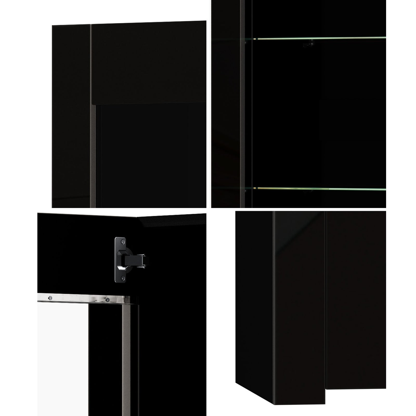 Oikiture Display Cabinet High Gloss LED Cupboard Tall Storage Sideboard 165cm