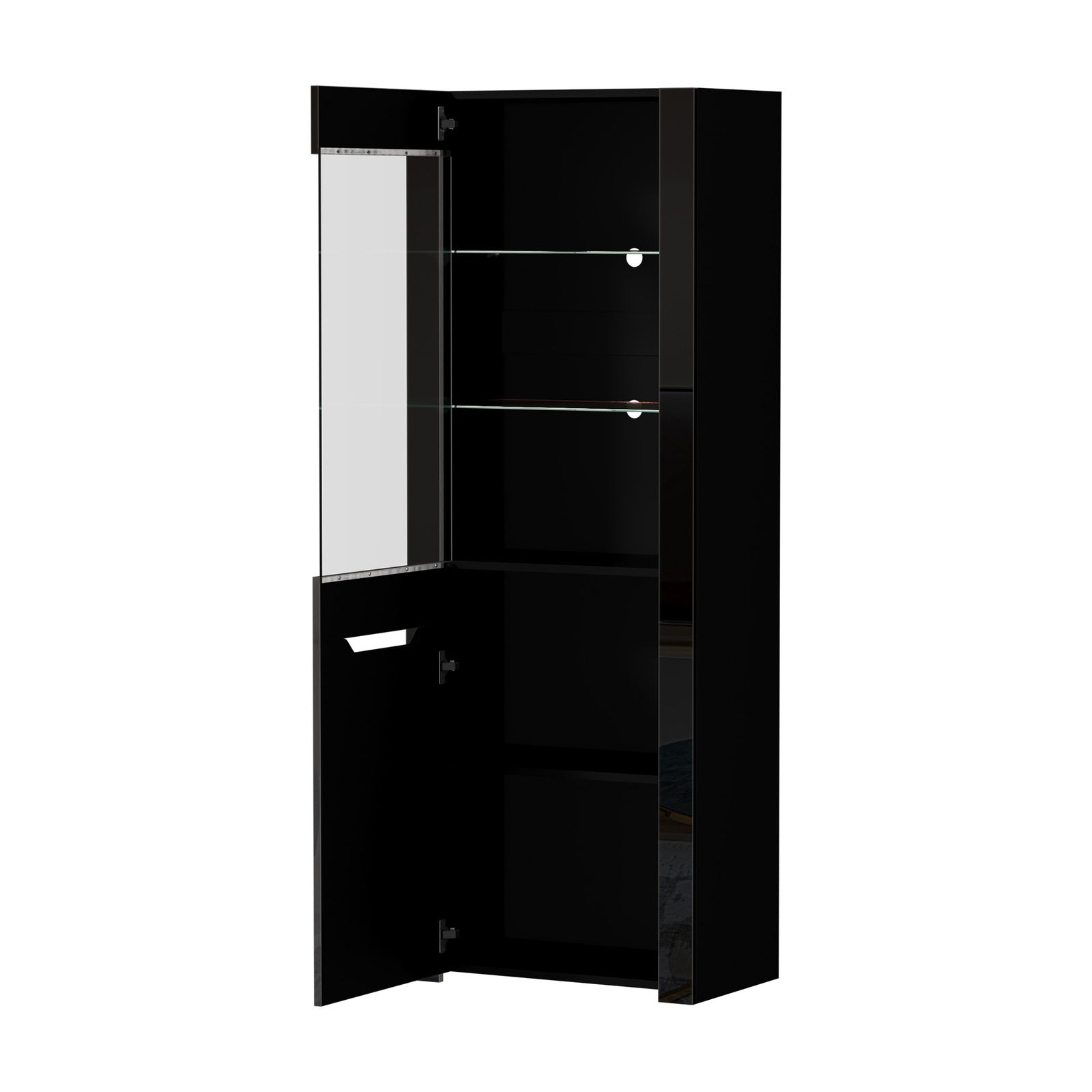 Oikiture Display Cabinet High Gloss LED Cupboard Tall Storage Sideboard 165cm