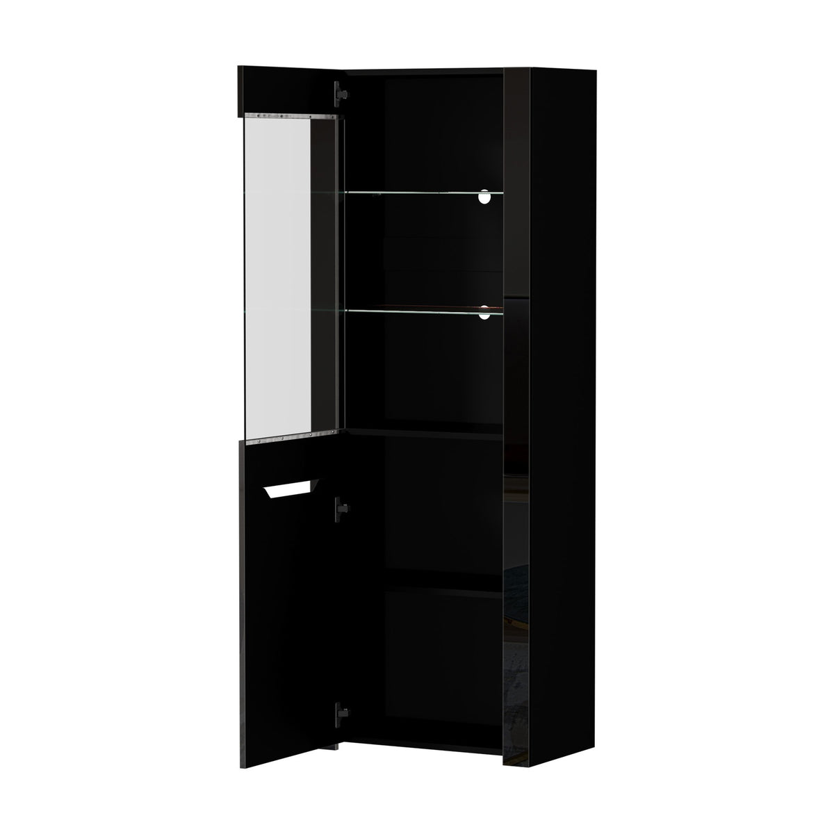 Oikiture Display Cabinet High Gloss LED Cupboard Tall Storage Sideboard 165cm