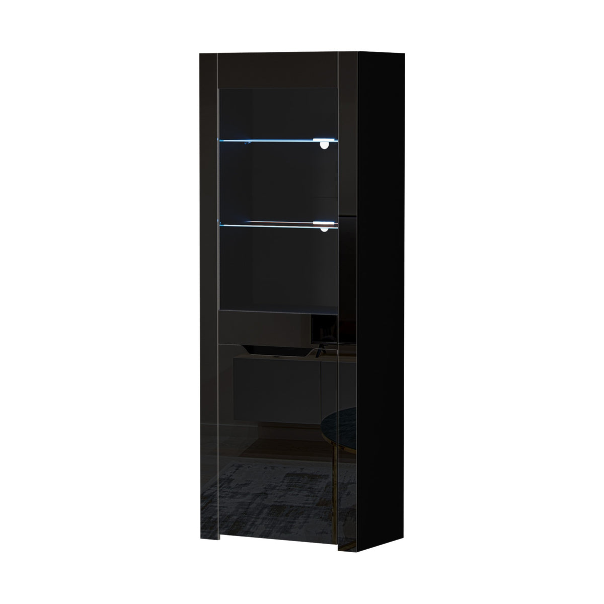 Oikiture Display Cabinet High Gloss LED Cupboard Tall Storage Sideboard 165cm