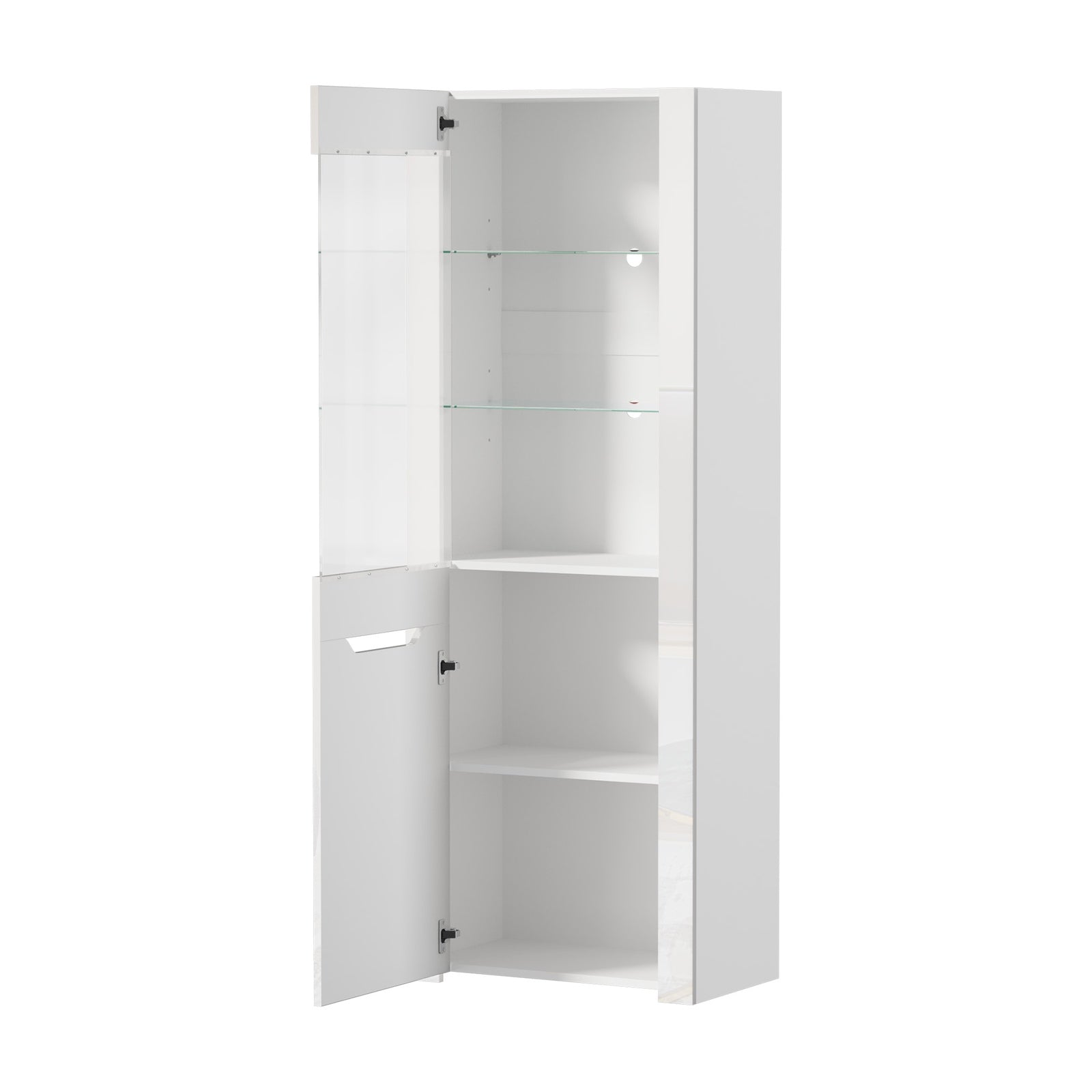 Oikiture Display Cabinet Buffet Sideboard High Gloss Cupboard LED Light White