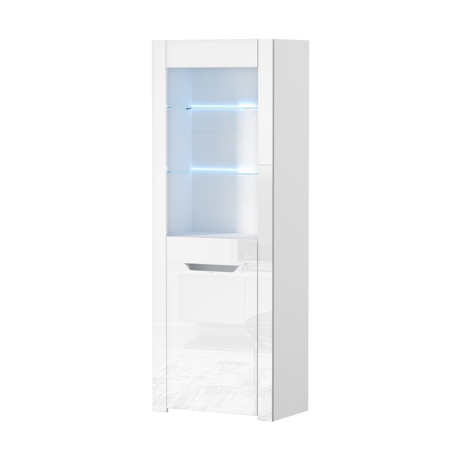 Oikiture Display Cabinet High Gloss LED Cupboard Tall Storage Sideboard 165cm