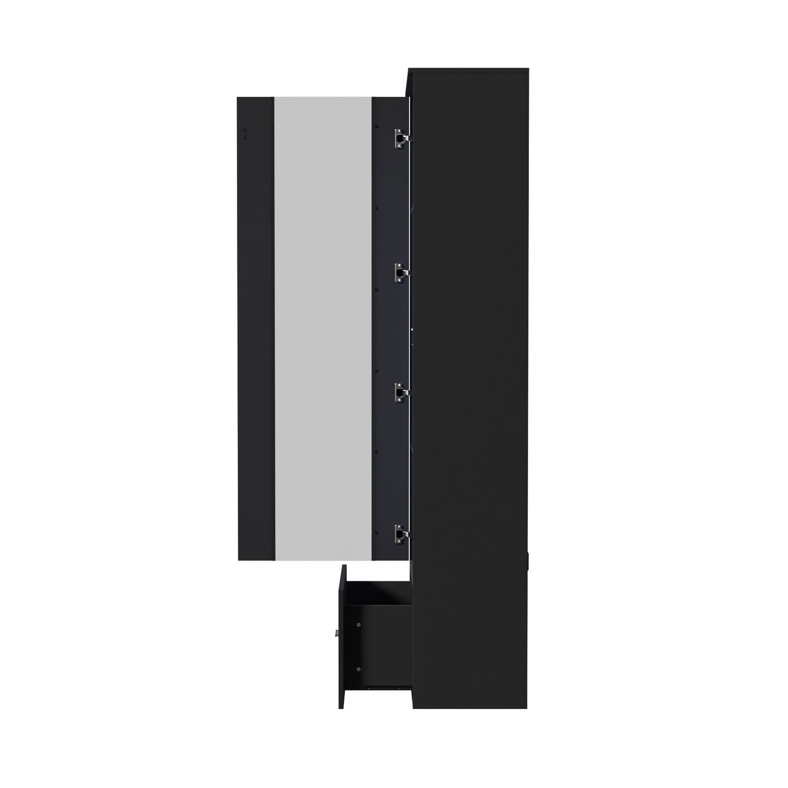 Oikiture Display Cabinet Buffet Sideboard LED Light High Gloss Glass Door Black - Sunyee