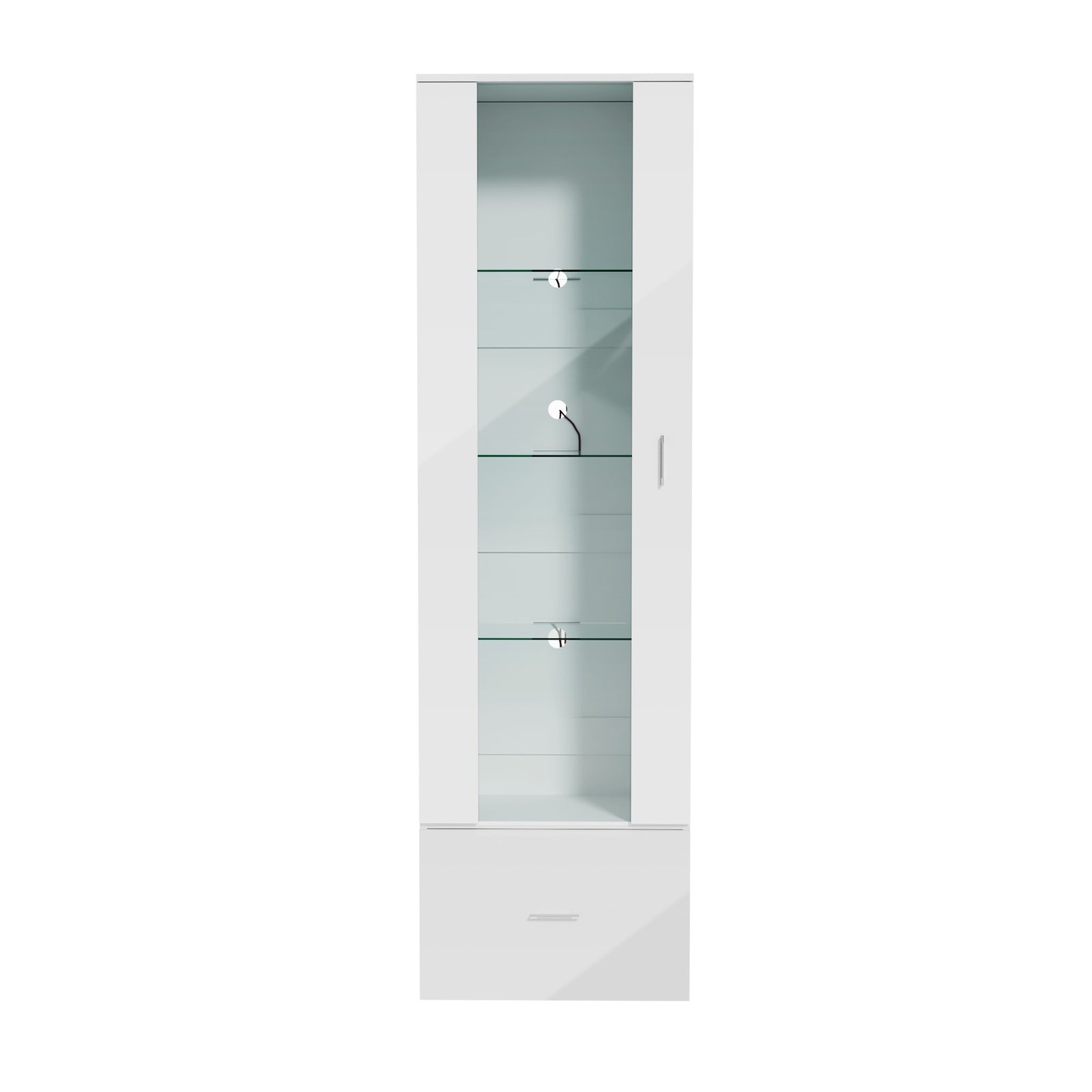 Oikiture Display Cabinet Buffet Sideboard LED Light High Gloss Glass Door White - Sunyee