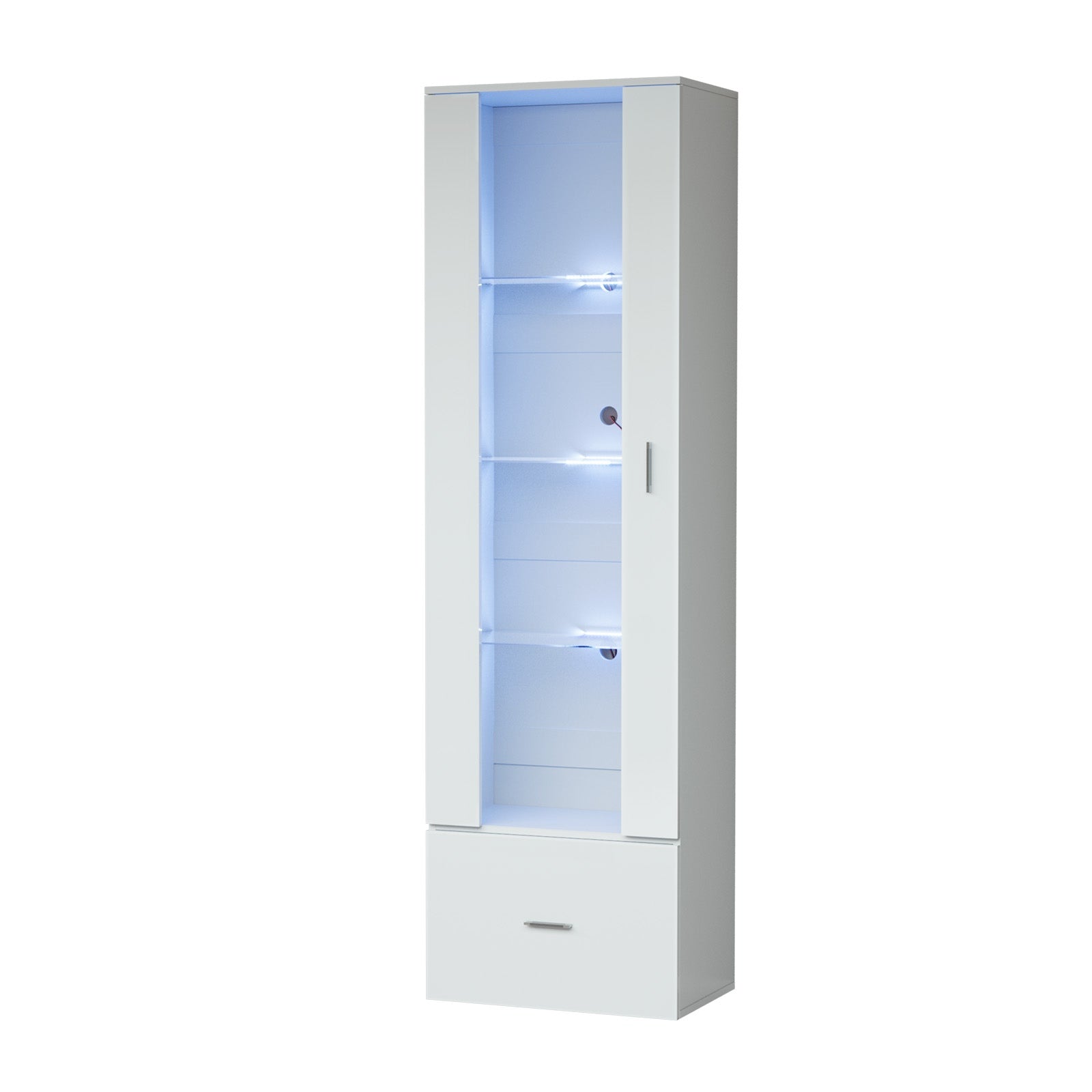 Oikiture Display Cabinet Buffet Sideboard LED Light High Gloss Glass Door White - Sunyee