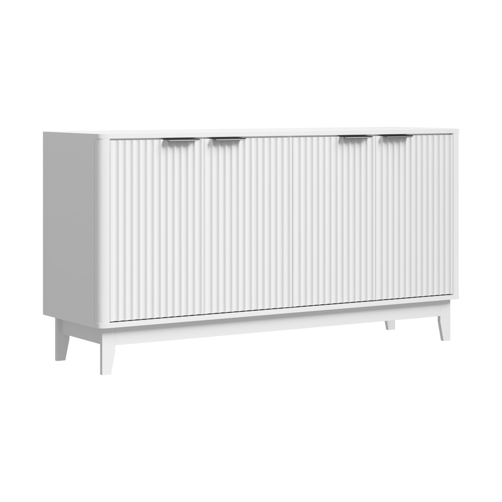 Oikiture Buffet Sideboard Storage Cabinet 4 Doors Cupboard Hallway Table White - Sunyee