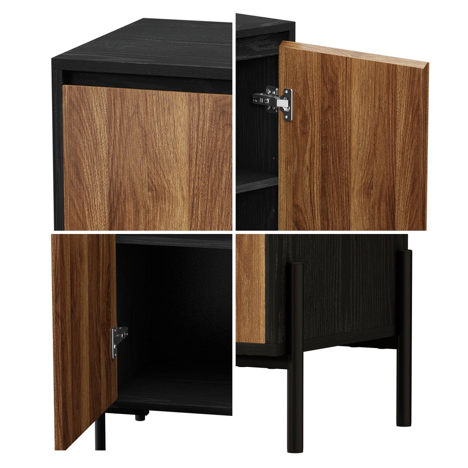 Oikiture Buffet Sideboard Storage Cabinet Cupboard 2 Doors Hallway Table Walnut - Sunyee