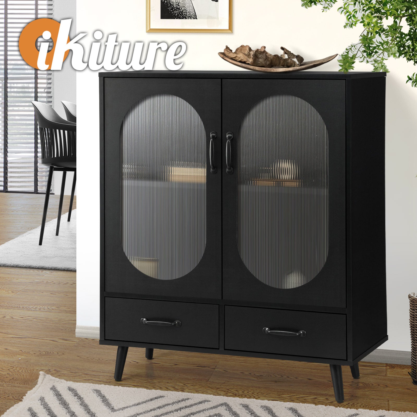 Oikiture Sideboard Buffet Bar Storage Cabinet Cupboard Hallway Console Table - Sunyee
