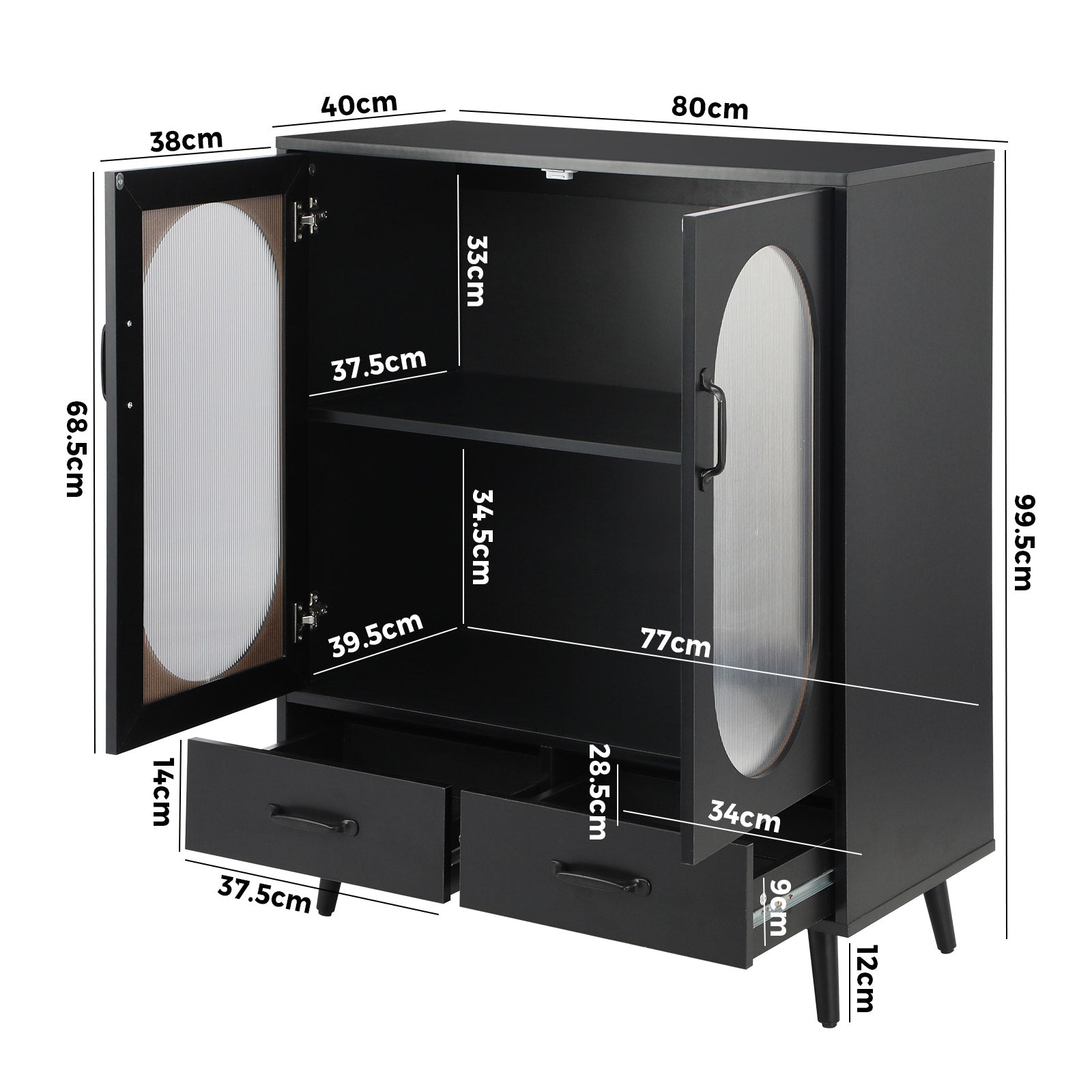 Oikiture Sideboard Buffet Bar Storage Cabinet Cupboard Hallway Console Table - Sunyee