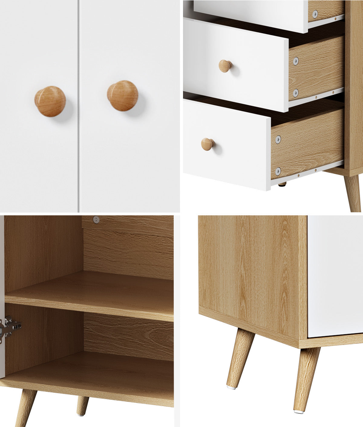 Oikiture Buffet Sideboard Cabinet 4 Drawers Storage Cupboard Hallway Table - Sunyee