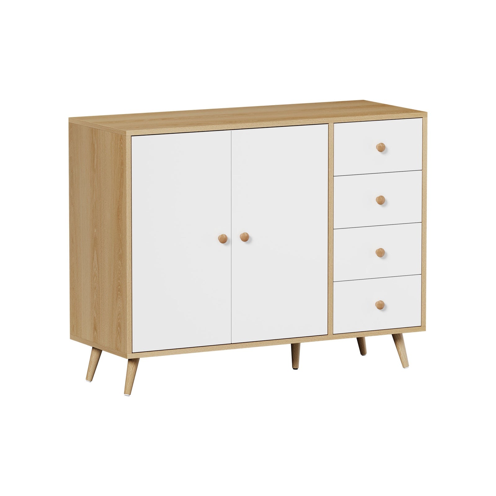 Oikiture Buffet Sideboard Cabinet 4 Drawers Storage Cupboard Hallway Table - Sunyee