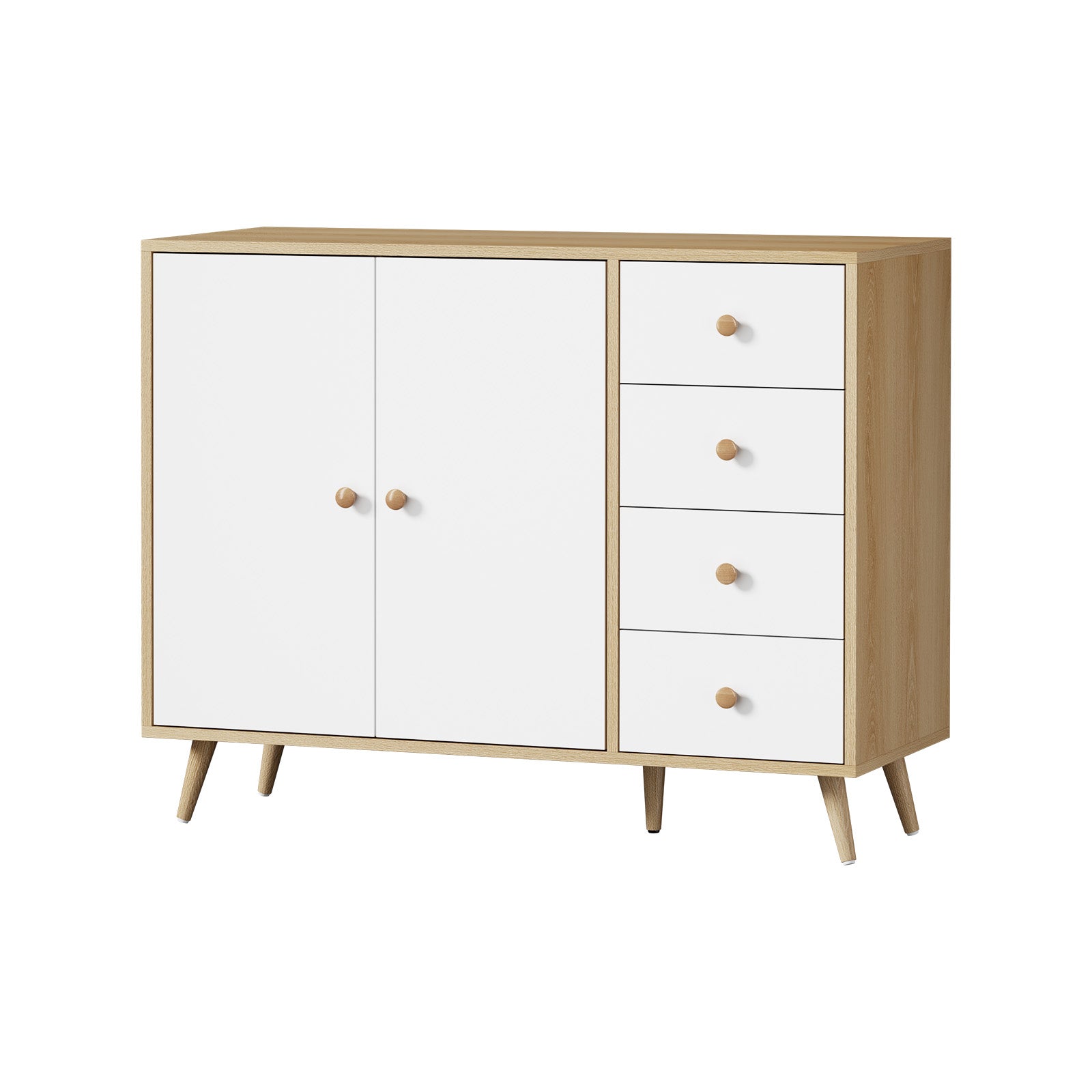 Oikiture Buffet Sideboard Cabinet 4 Drawers Storage Cupboard Hallway Table - Sunyee