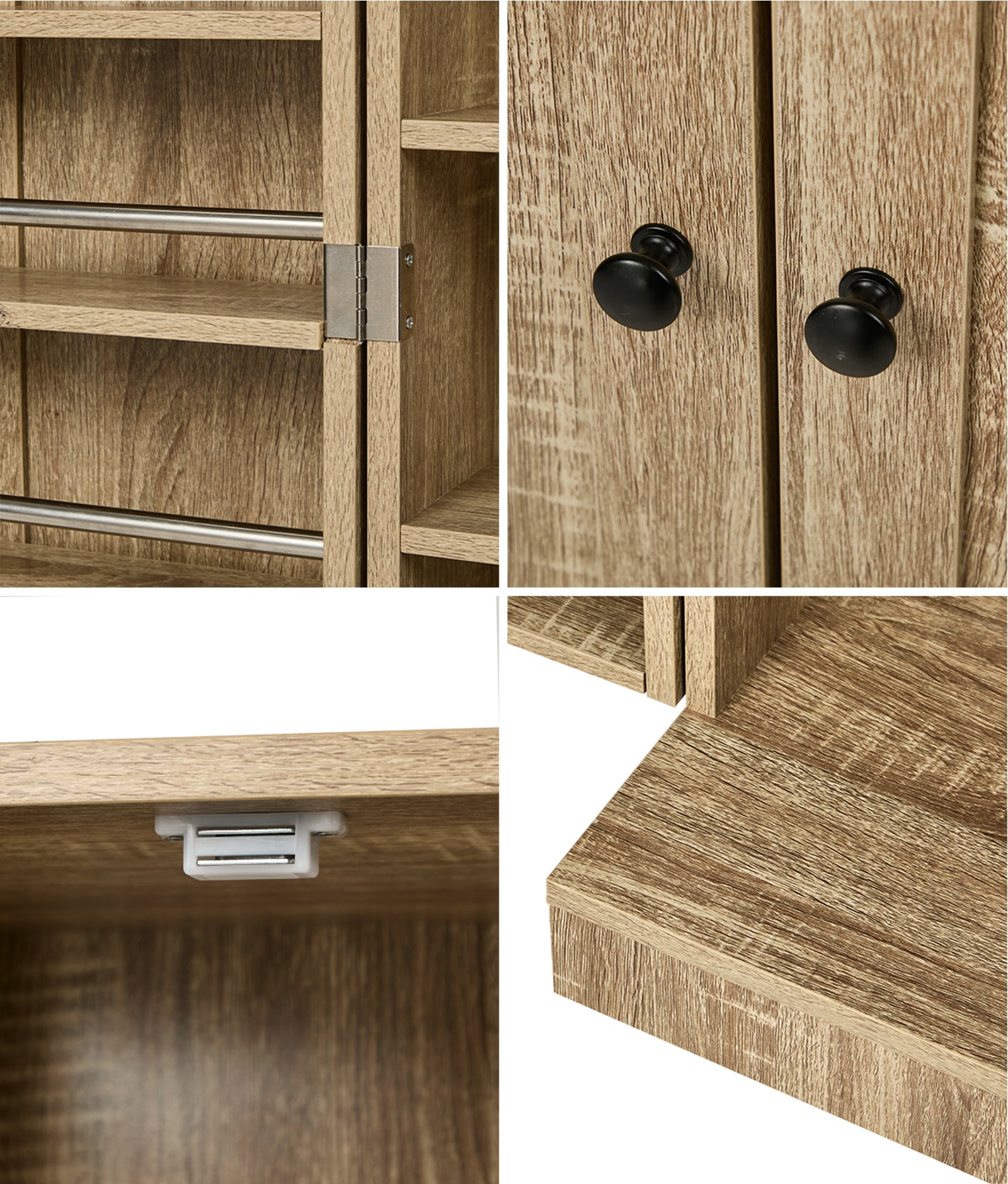 Oikiture Buffet Sideboard Cabinet 2 Door Cupboard Pantry Kitchen Storage Natural