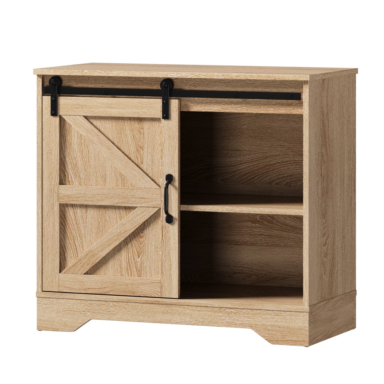 Oikiture Buffet Sideboard Cabinet Pantry Storage Cupboard Sliding Door Natural - Sunyee